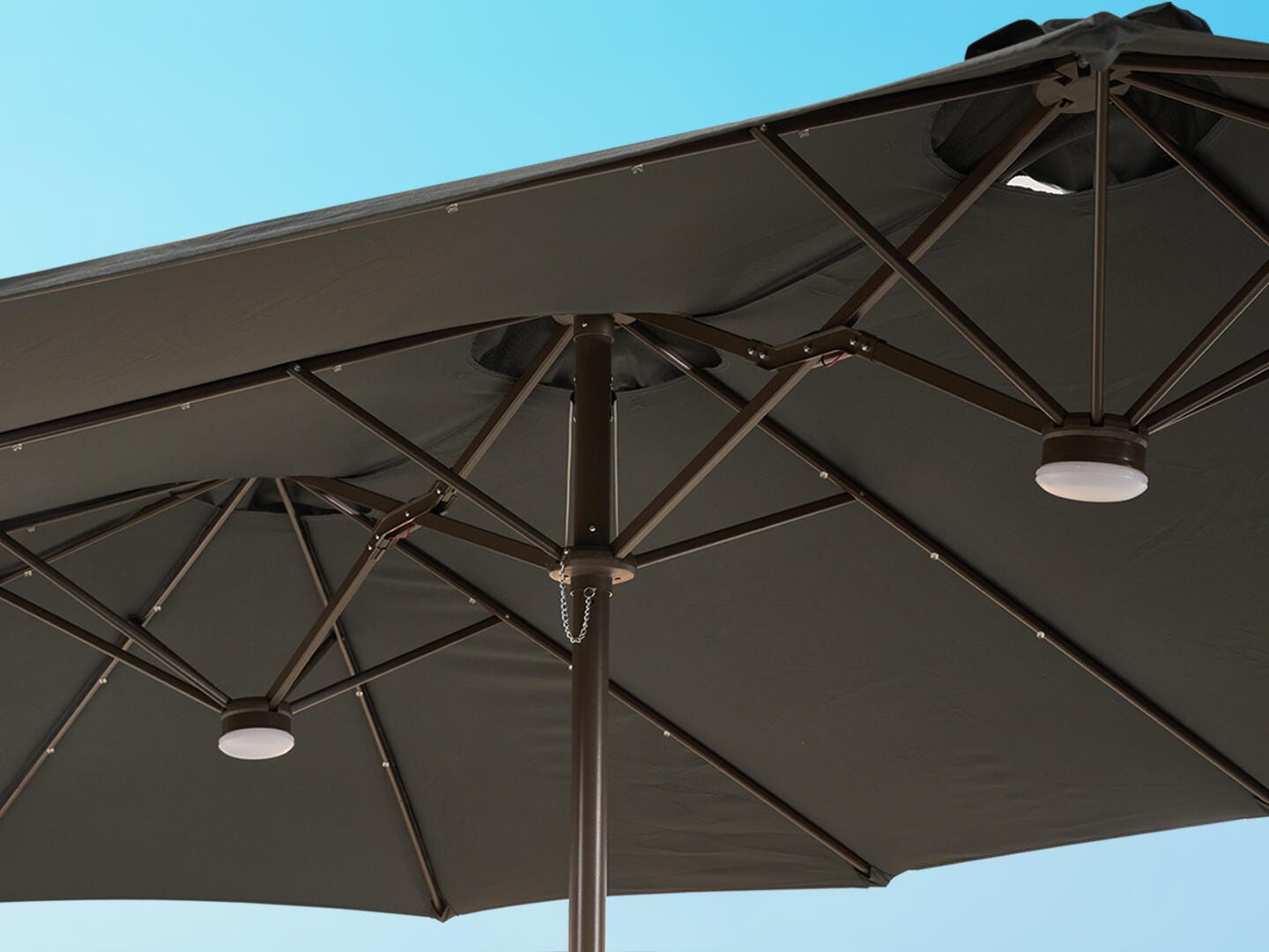HOMLUX Premium 14.5' Outdoor Umbrella, Light Gray, large