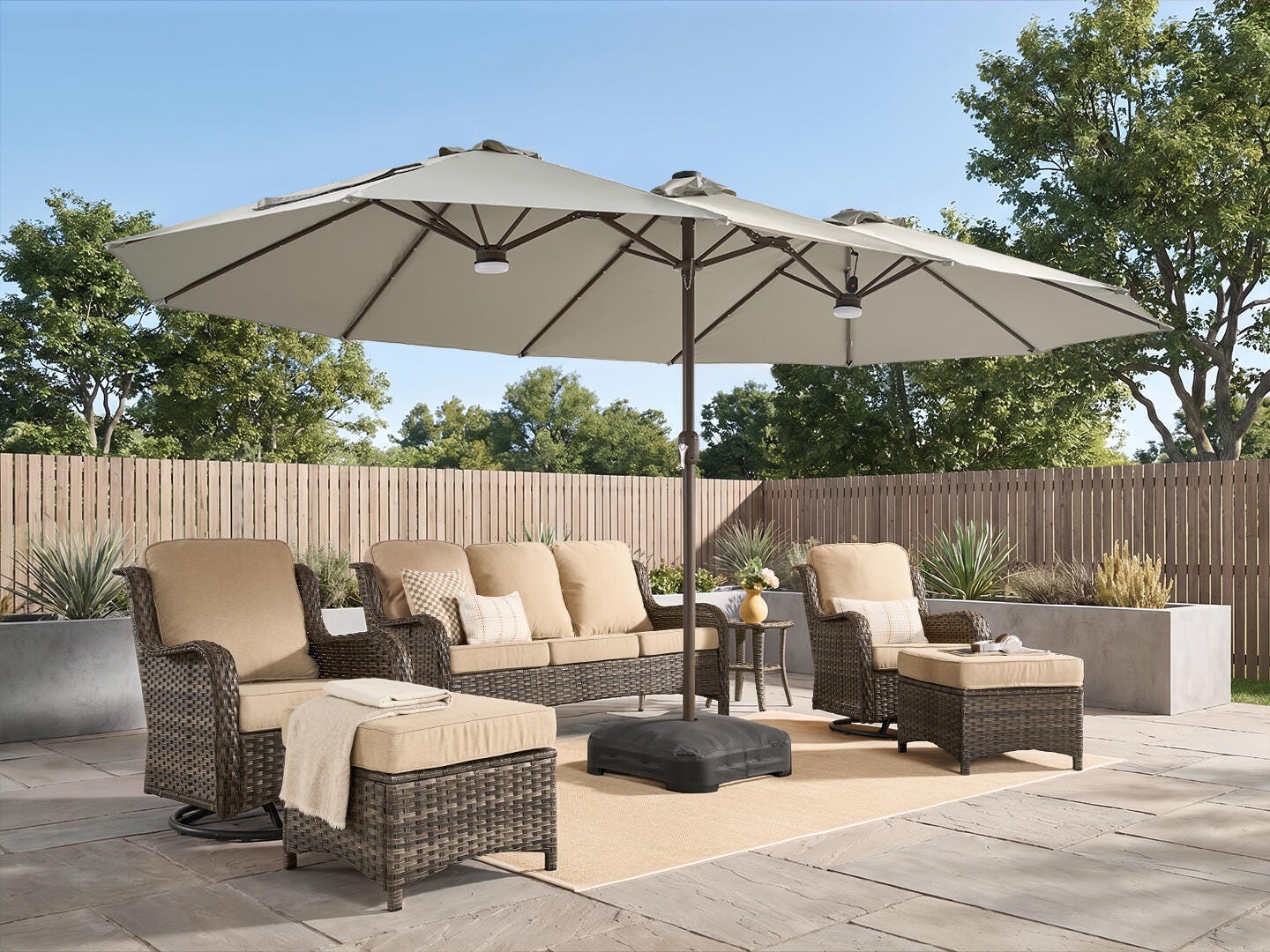 HOMLUX Premium 14.5' Outdoor Umbrella, Gray, large