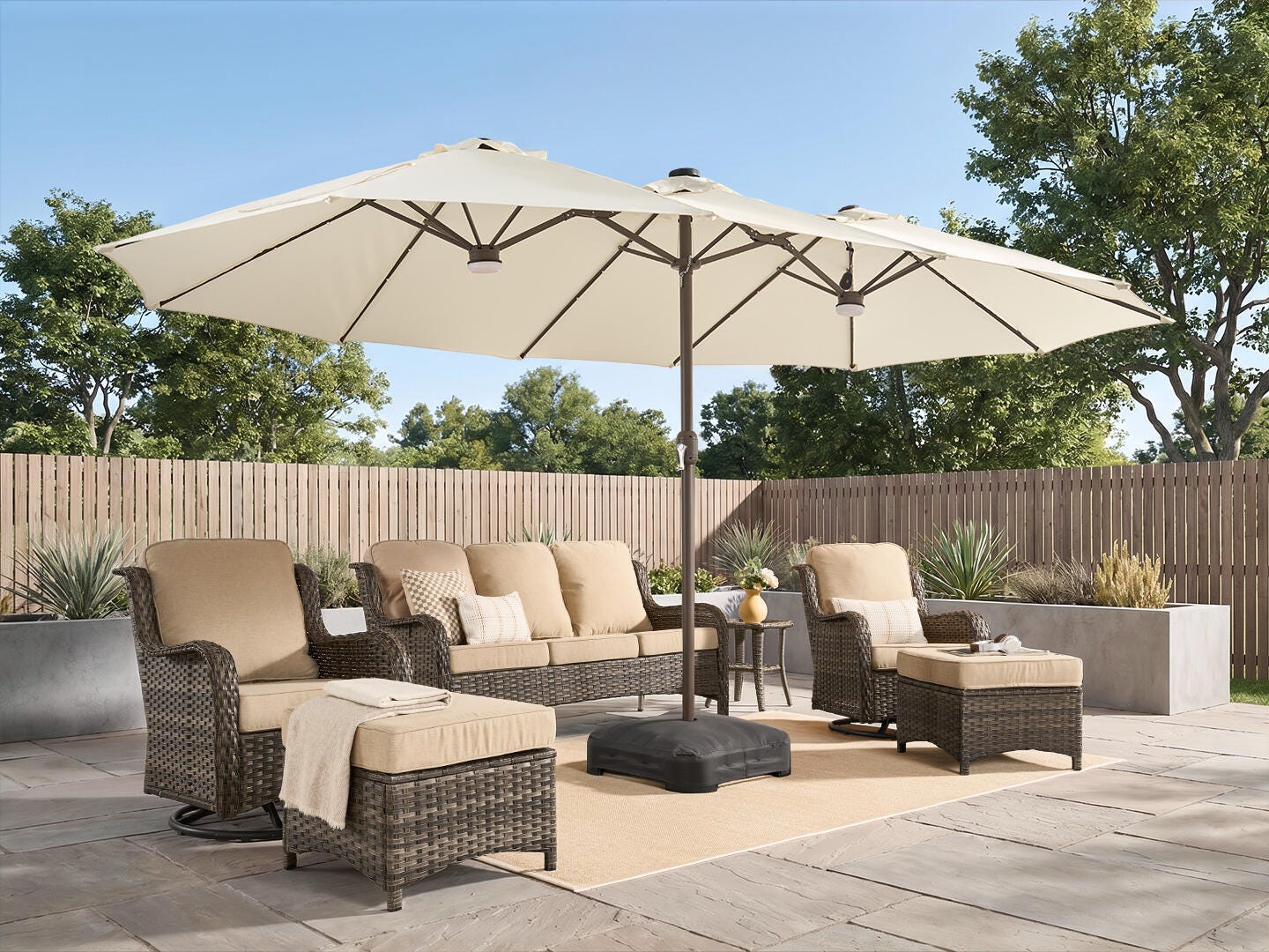HOMLUX Premium 14.5' Outdoor Umbrella, White, large