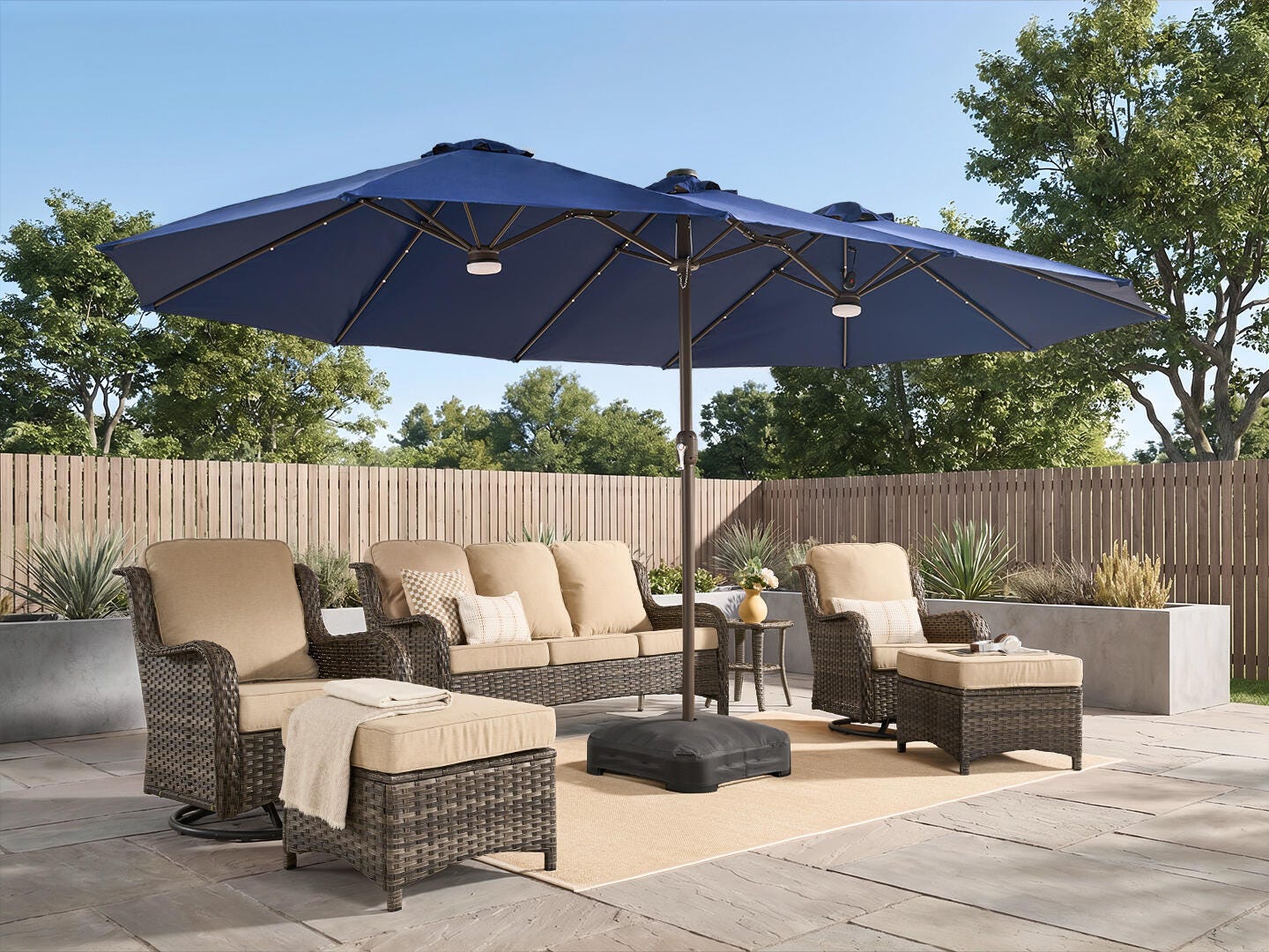 HOMLUX Premium 14.5' Outdoor Umbrella, Royal Blue, large