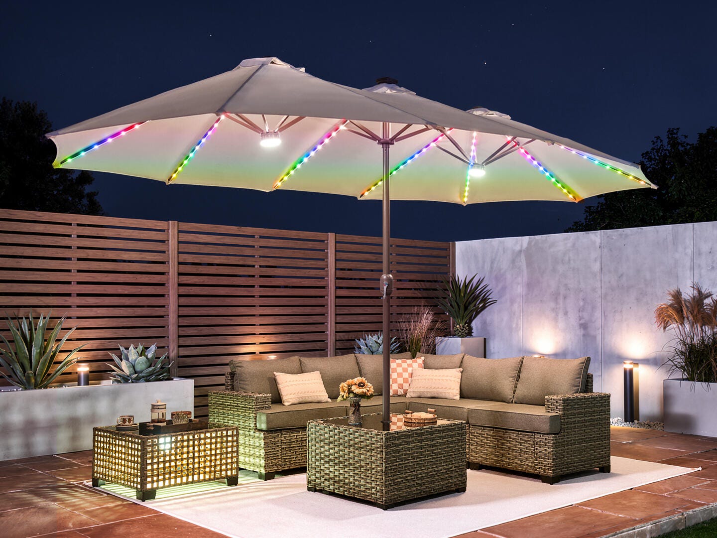 HOMLUX 14.5' Outdoor Umbrella, White, rollover