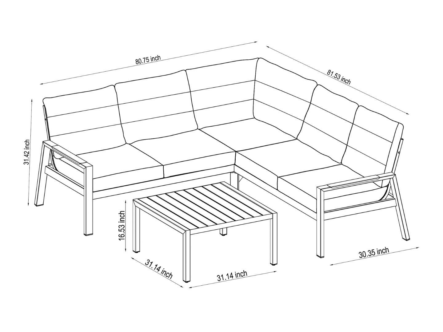 Amazonia Bamba 4-Piece Outdoor Sectional, , large