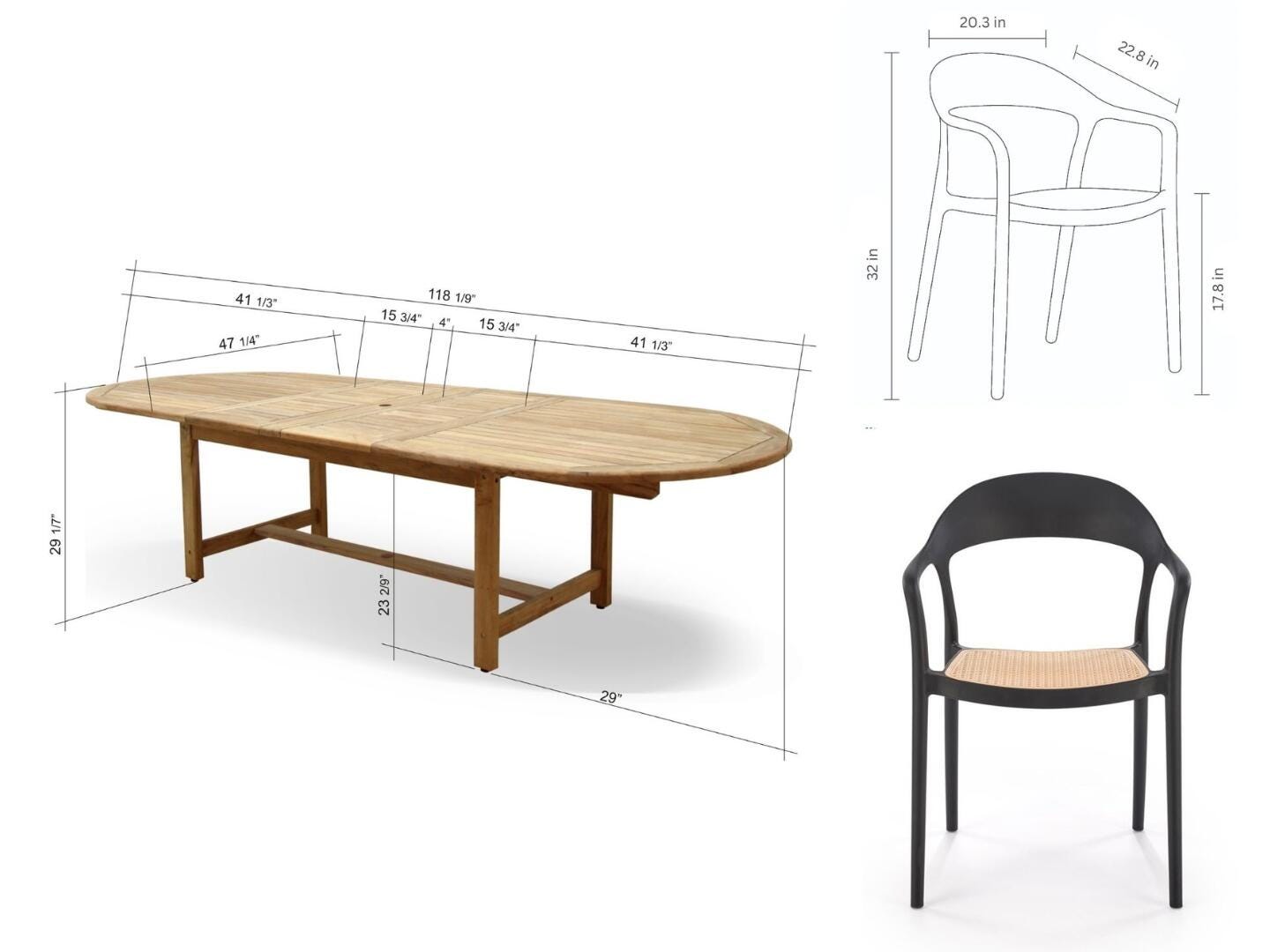 Amazonia Cane Outdoor Extendable Dining Table and 10 Chairs, , large