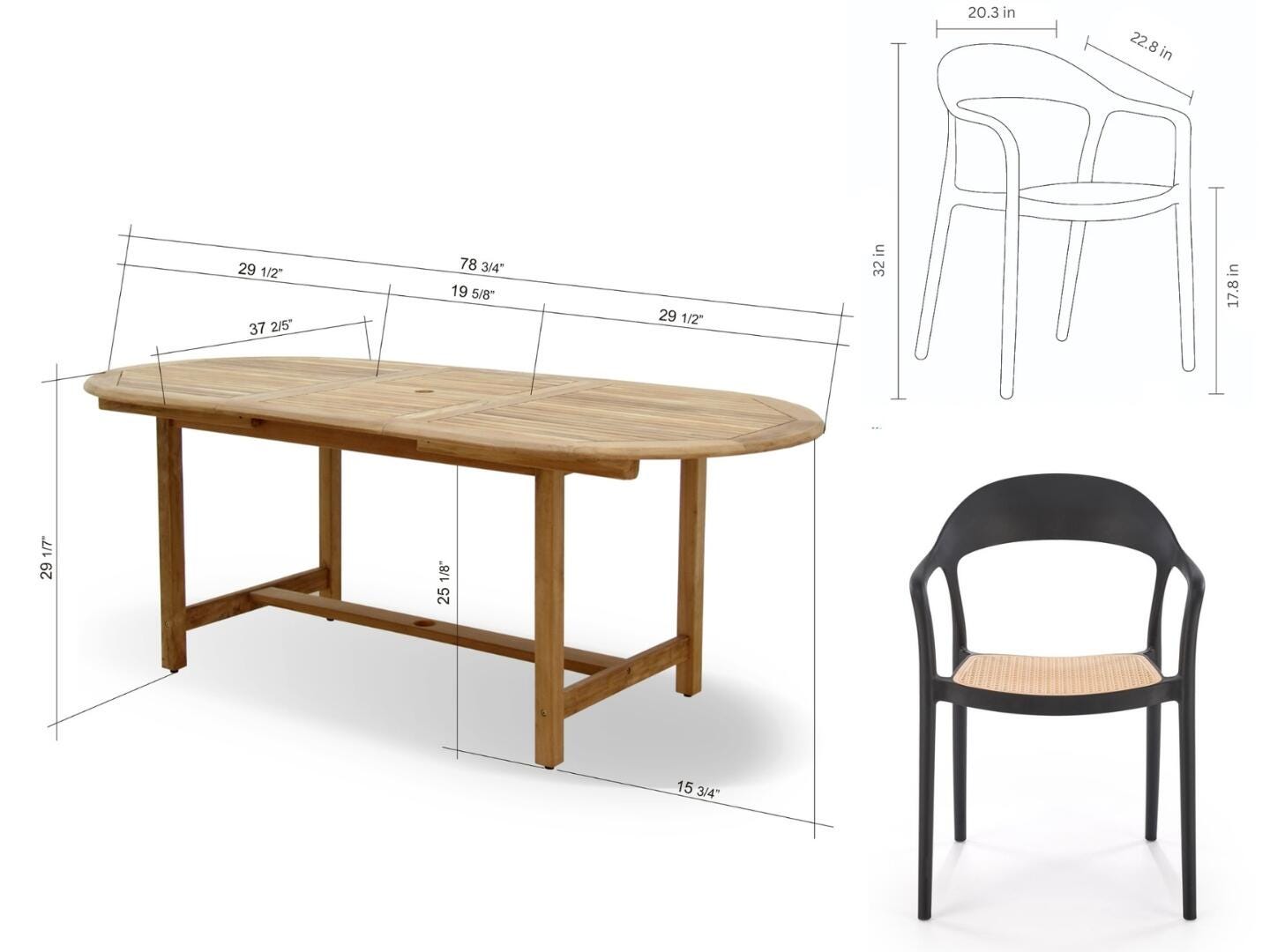 Amazonia Cane Outdoor Extendable Dining Table and 6 Chairs, , large