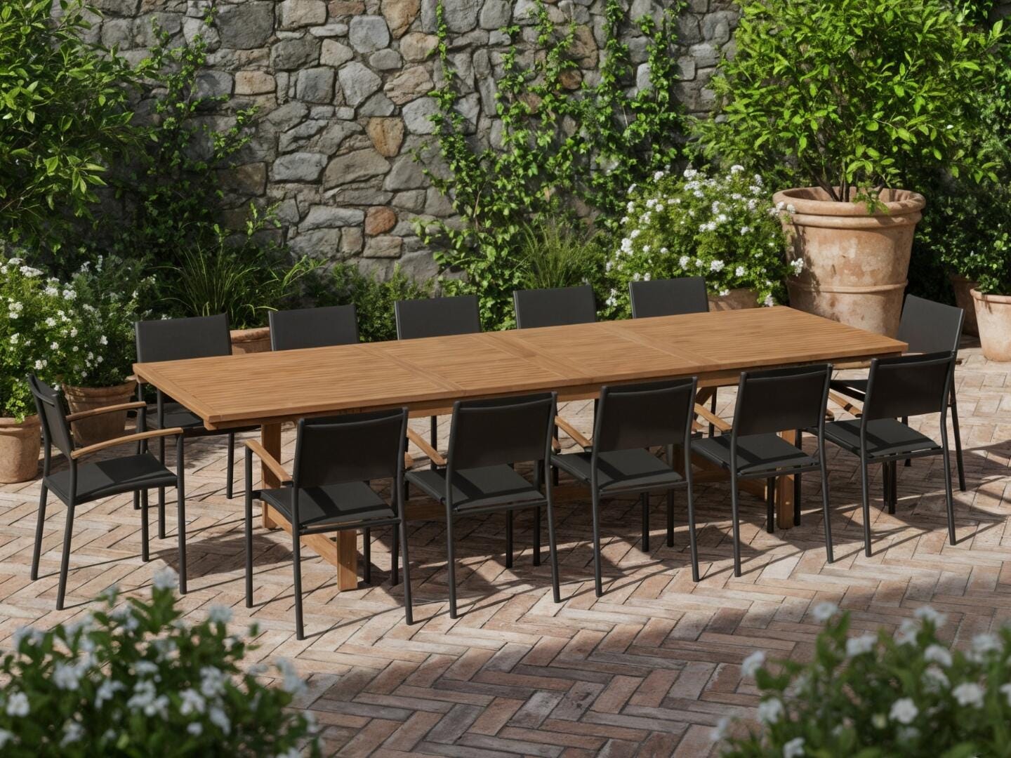 Amazonia Cleo Outdoor Extendable Dining Table and 12 Chairs, , rollover