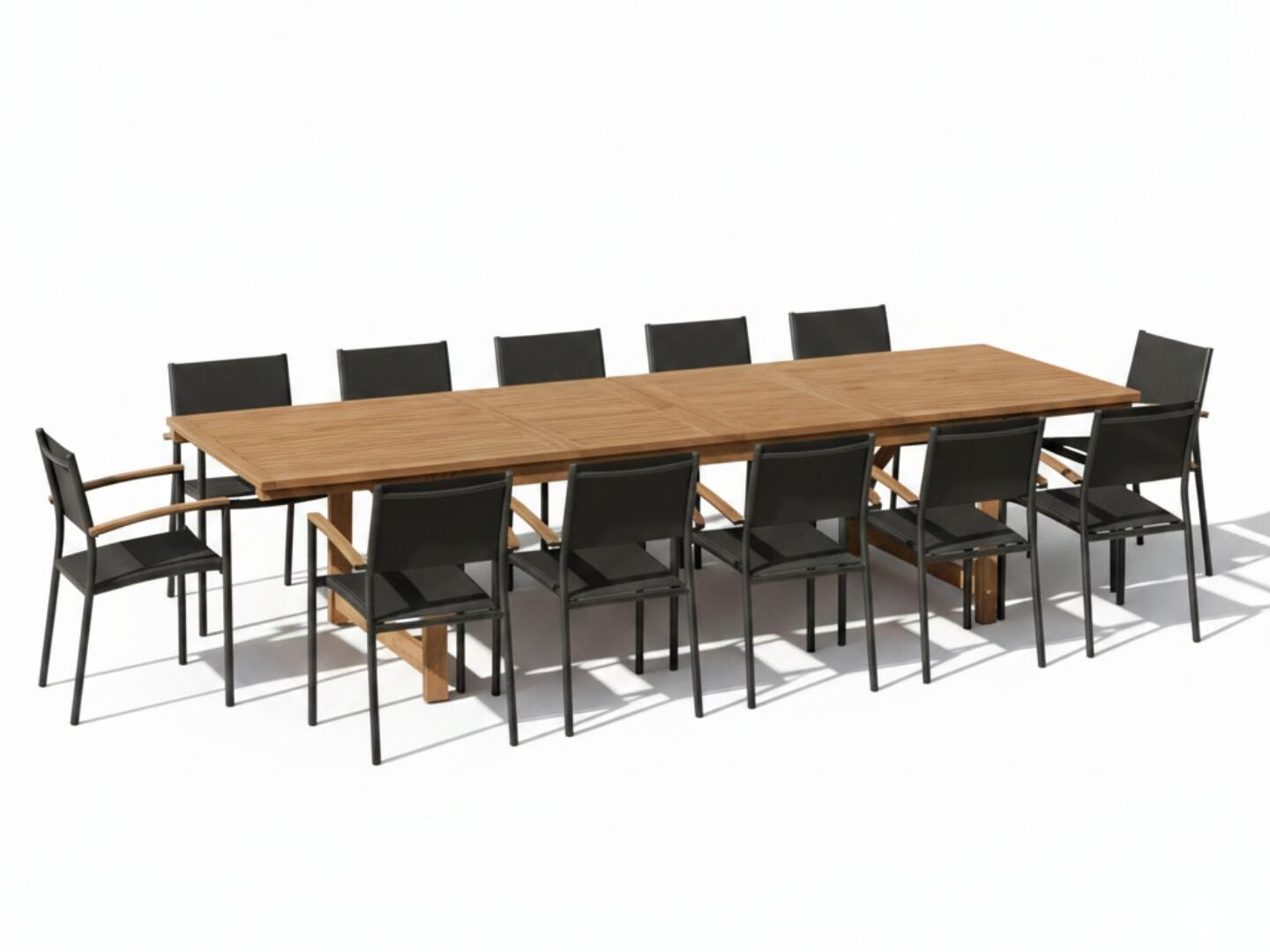 Amazonia Cleo Outdoor Extendable Dining Table and 12 Chairs, , large