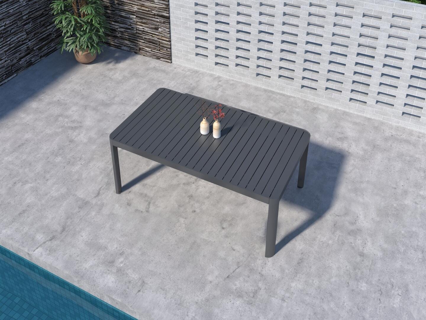 Amazonia Lisa Outdoor Extendable Dining Table and 10 Chairs, Gray/Black, large
