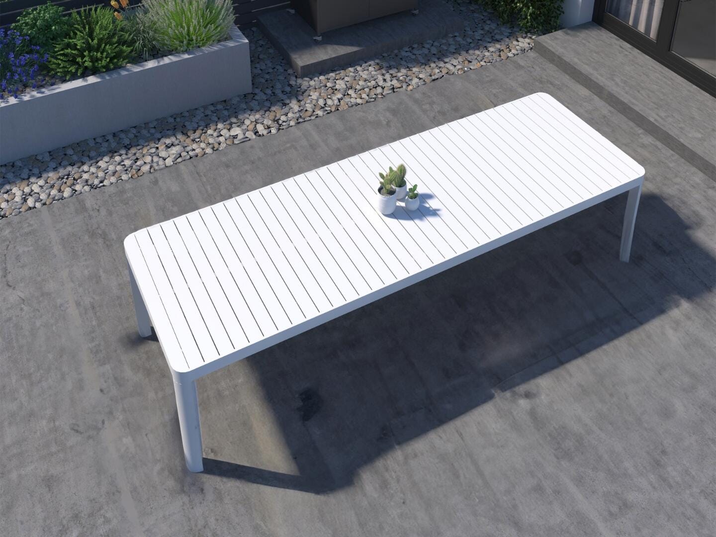 Amazonia Lisa Outdoor Extendable Dining Table and 10 Chairs, White, large