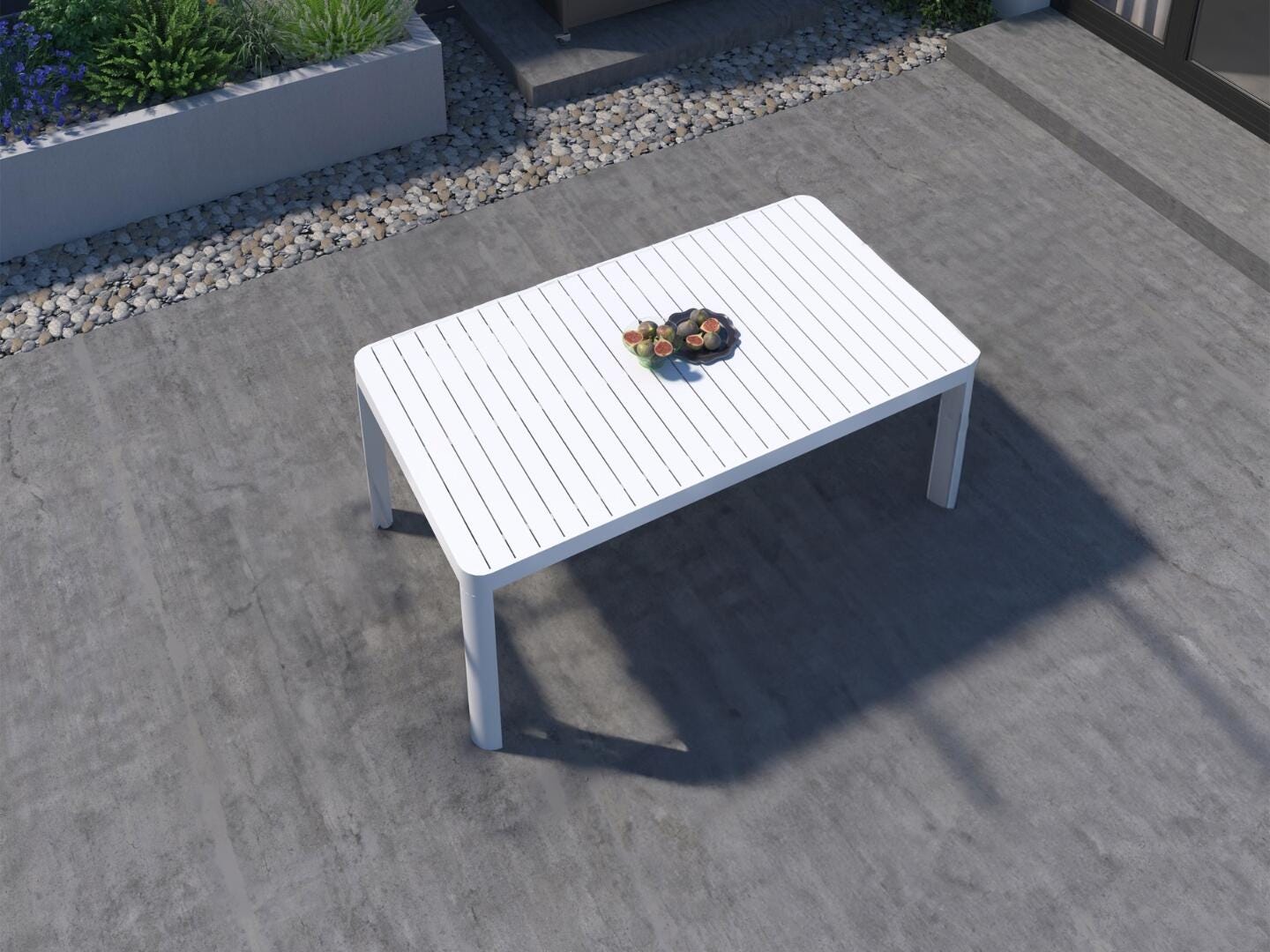 Amazonia Lisa Solid Outdoor Extendable Dining Table and 12 Chairs, White, large