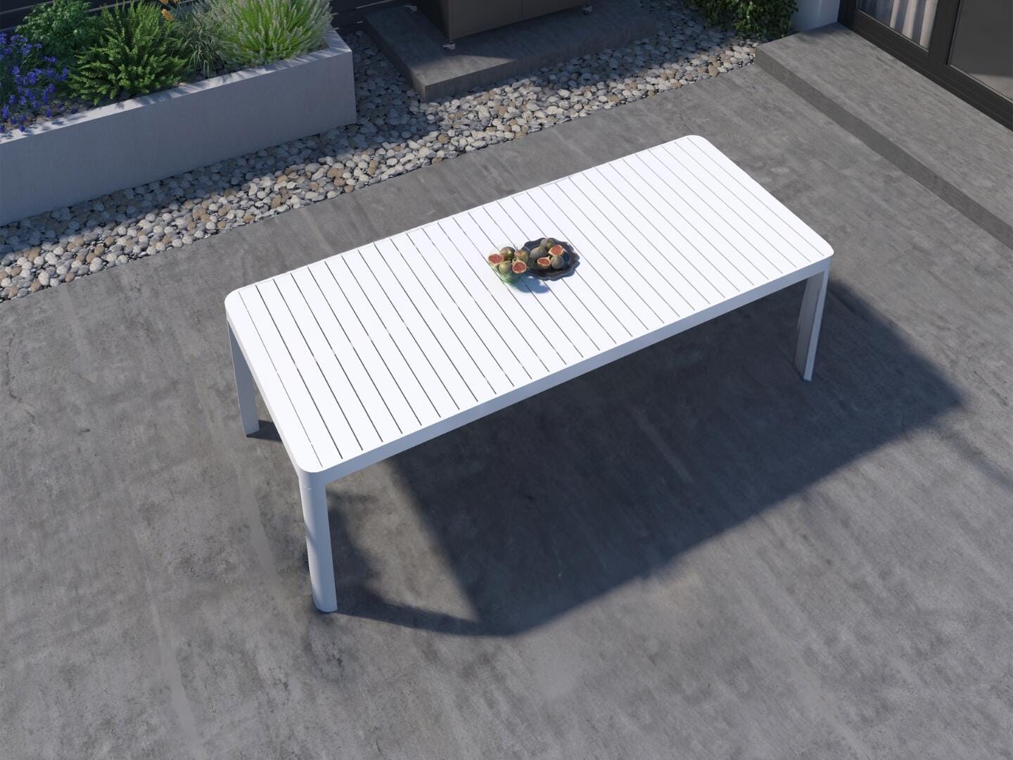 Amazonia Lisa Solid Outdoor Extendable Dining Table and 12 Chairs, White, large
