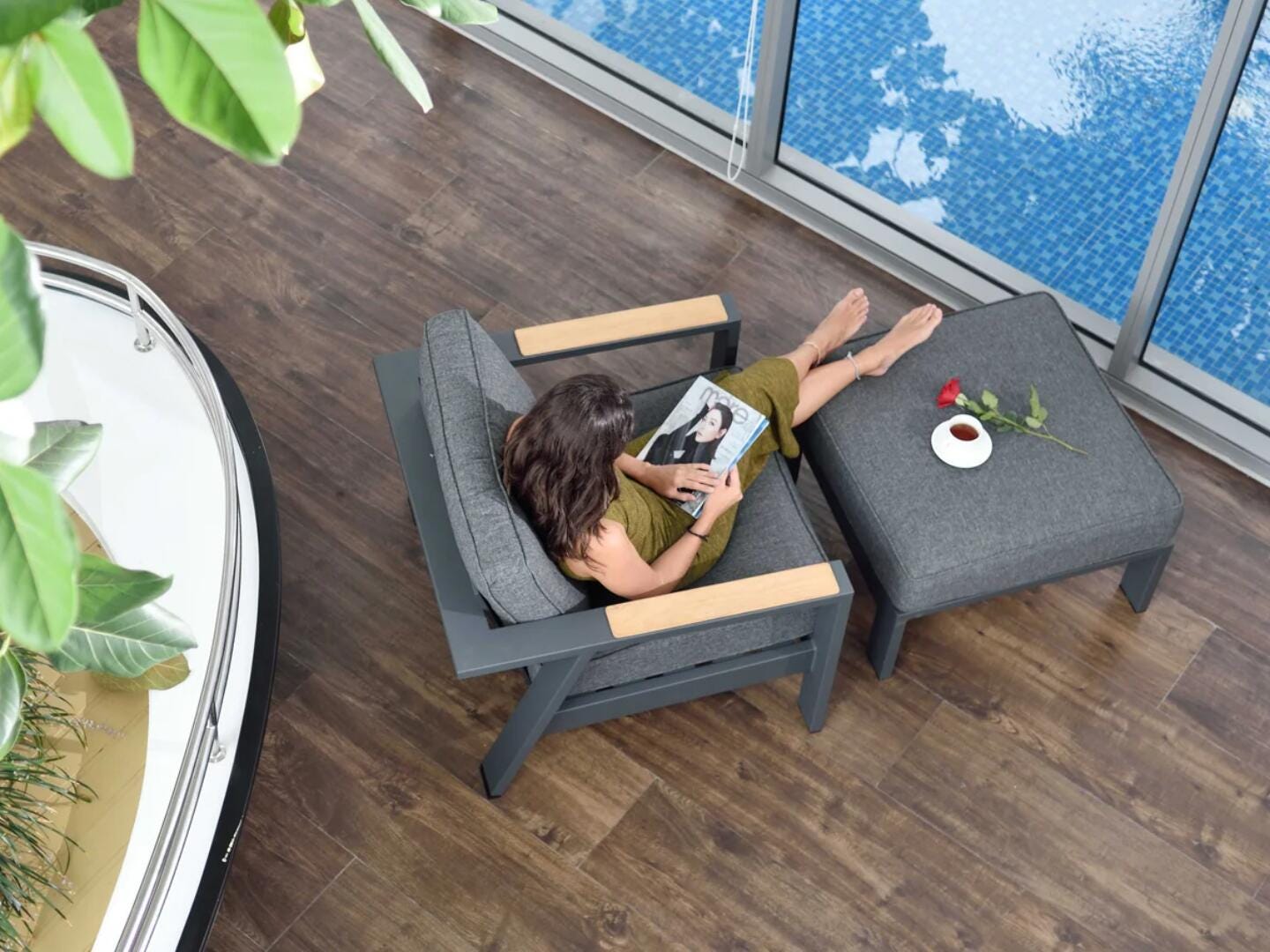 Amazonia Lupa Outdoor Sofa and Ottoman, , large