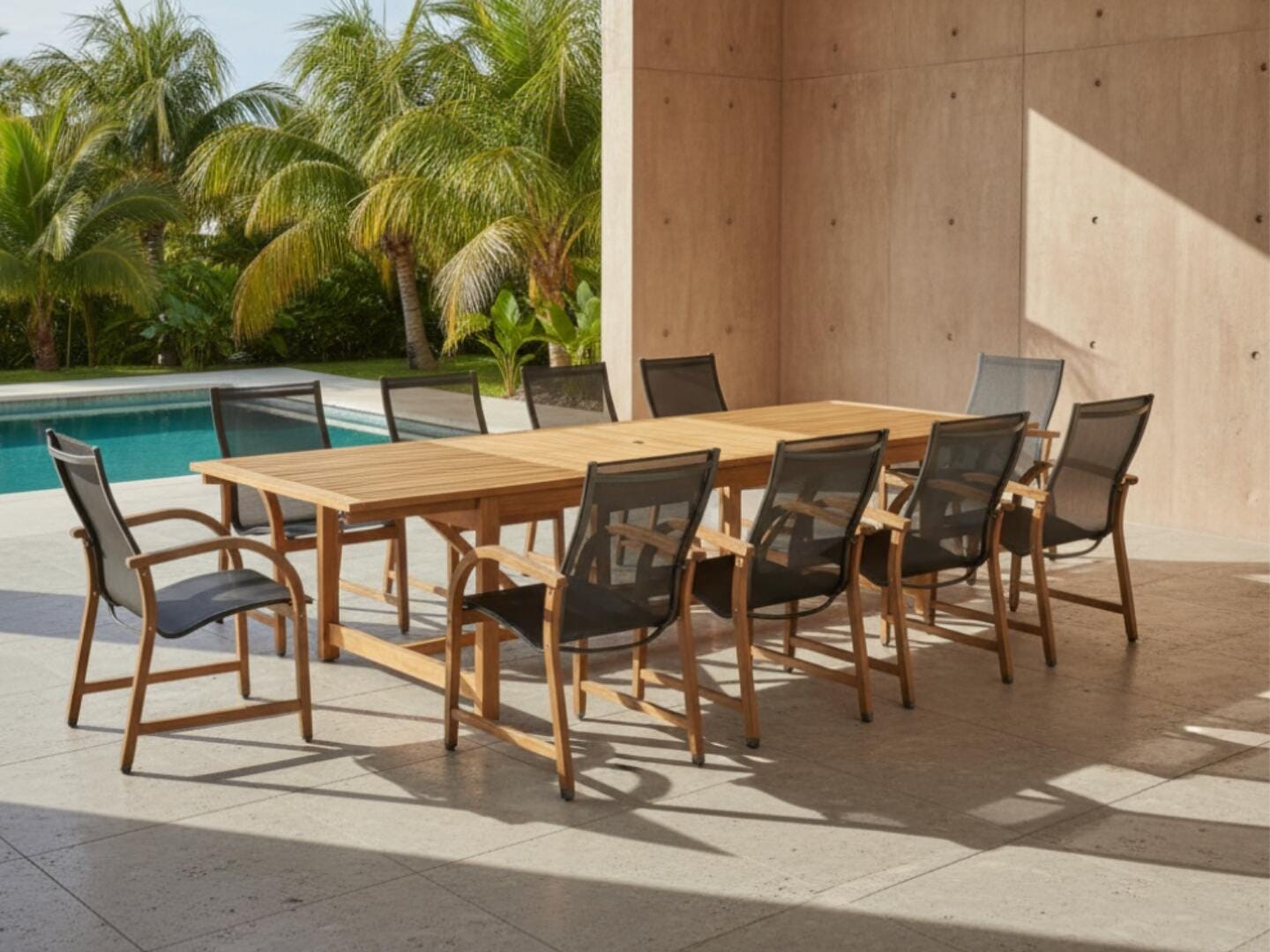 Amazonia Mesh Outdoor Extendable Dining Table and 10 Chairs, , rollover