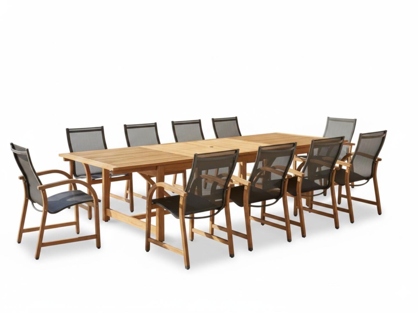 Amazonia Mesh Outdoor Extendable Dining Table and 10 Chairs, , large