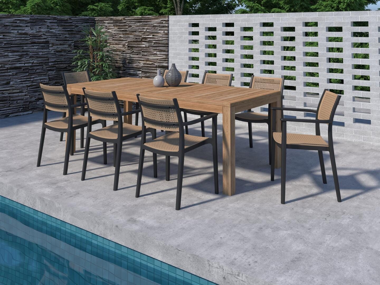 Amazonia More Outdoor Dining Table and 8 Chairs, , large