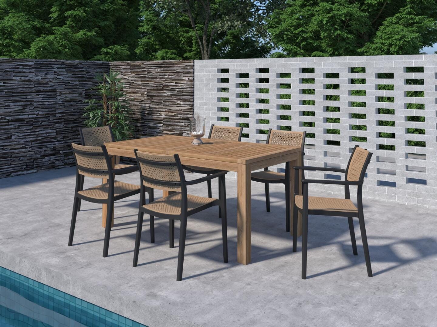 Amazonia More Outdoor Dining Table and 6 Chairs, , large
