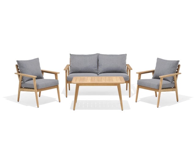 Amazonia Shaniq Outdoor Loveseat with 2 Chairs and Coffe Table, Gray/Brown