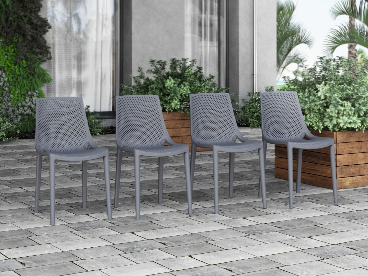 Amazonia Stack Outdoor Extendable Dining Table and 12 Chairs, Teak/Gray, large