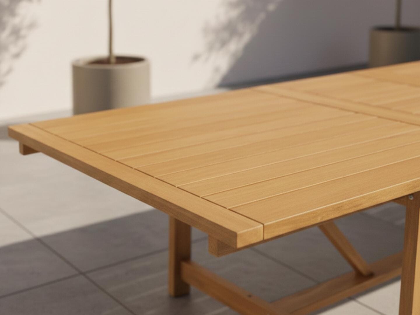 Amazonia Stack Outdoor Extendable Dining Table and 14 Chairs, Light Oak/Gray, large