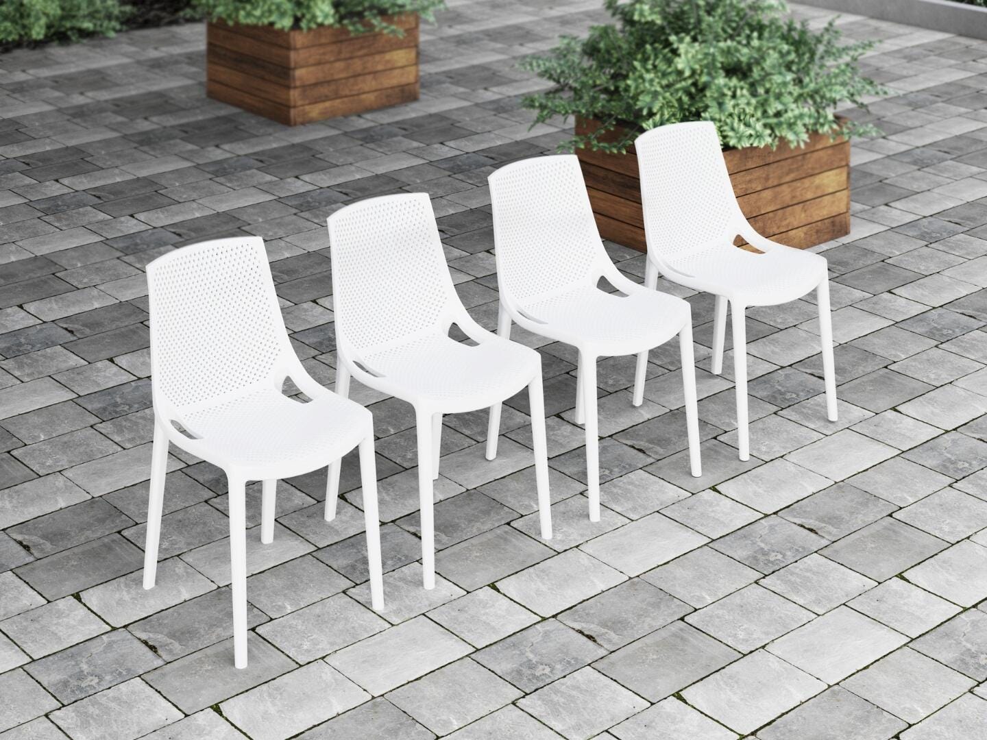Amazonia Stack Outdoor Extendable Dining Table and 14 Chairs, Light Oak/Gray, large