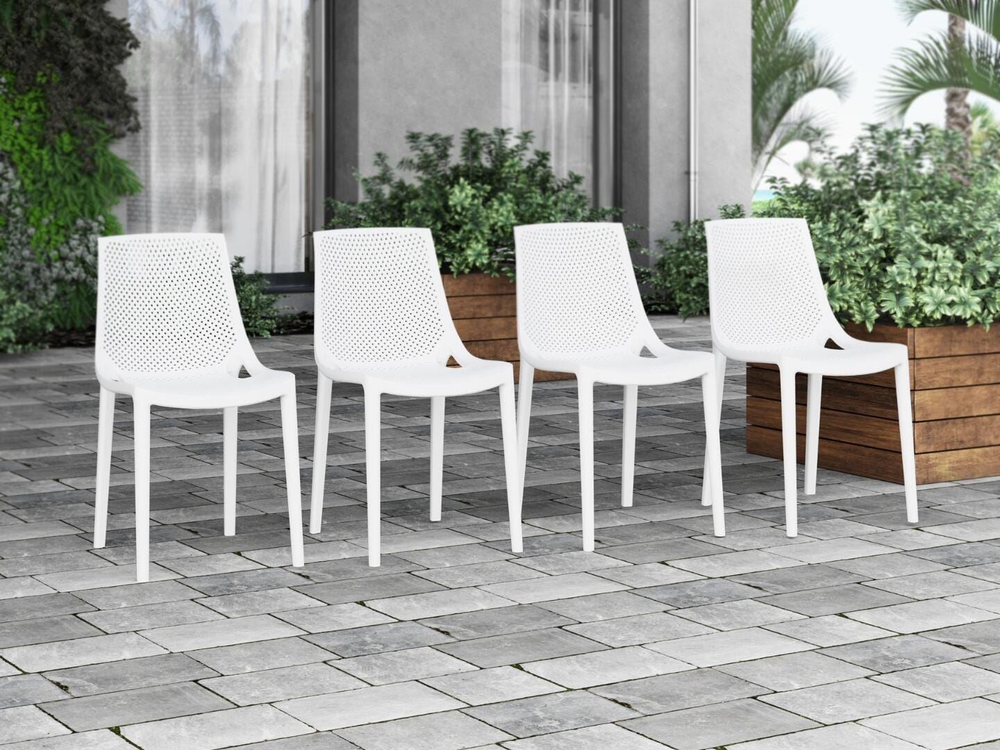 Amazonia Stack Outdoor Extendable Dining Table and 14 Chairs, Light Oak/Gray, large