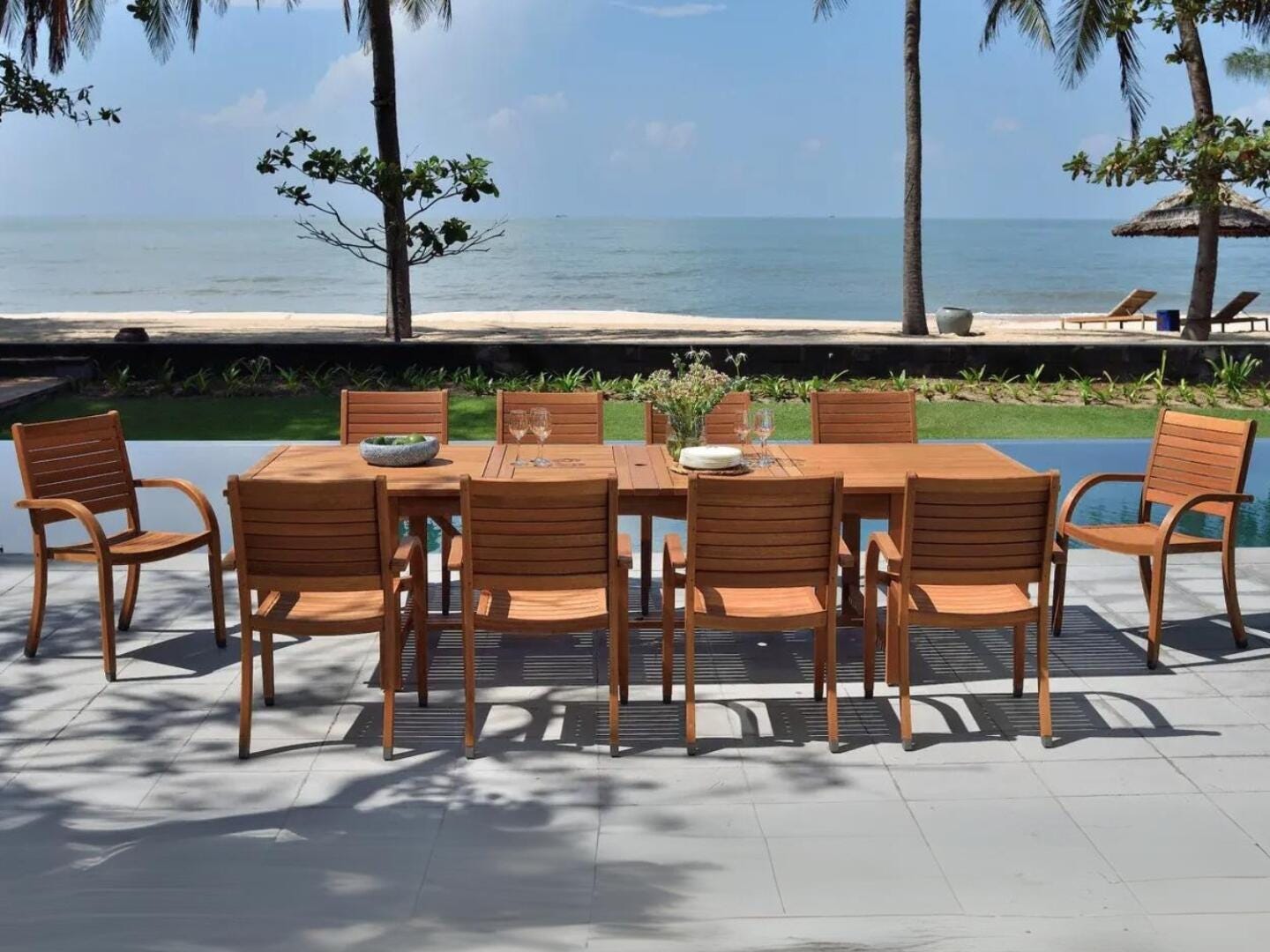 Amazonia Whitehaven Outdoor Extendendable Dining Table and 10 Chairs, , rollover