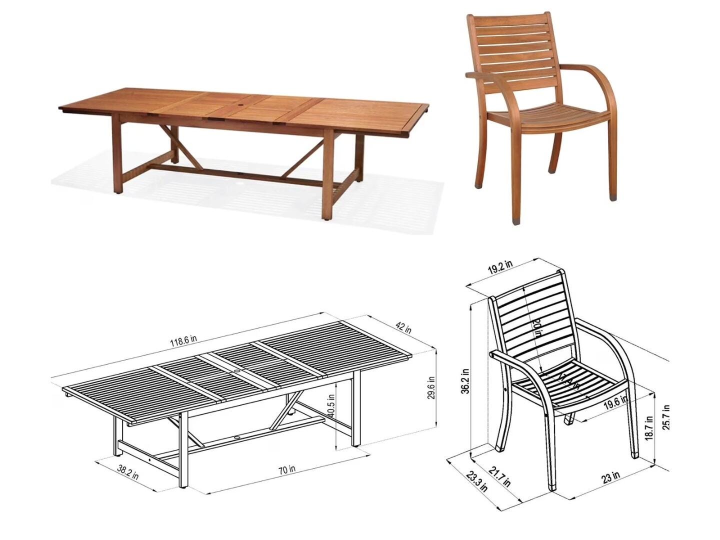 Amazonia Whitehaven Outdoor Extendendable Dining Table and 10 Chairs, , large
