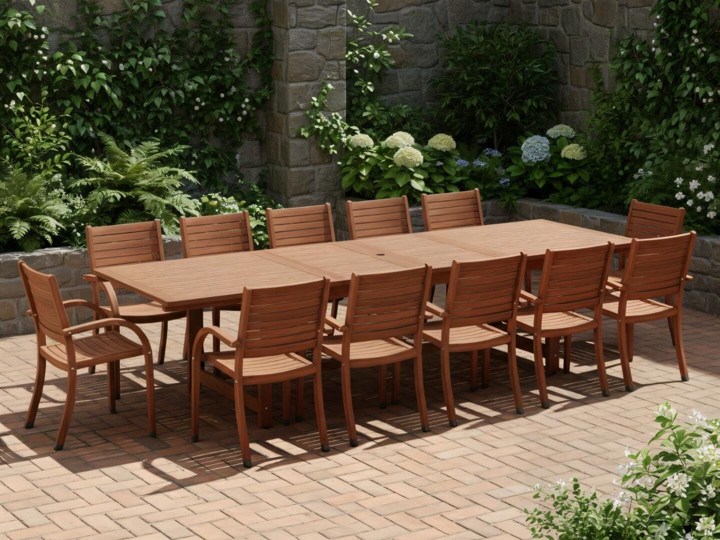 Amazonia Whitehaven Outdoor Extendendable Dining Table and 12 Chairs, , rollover