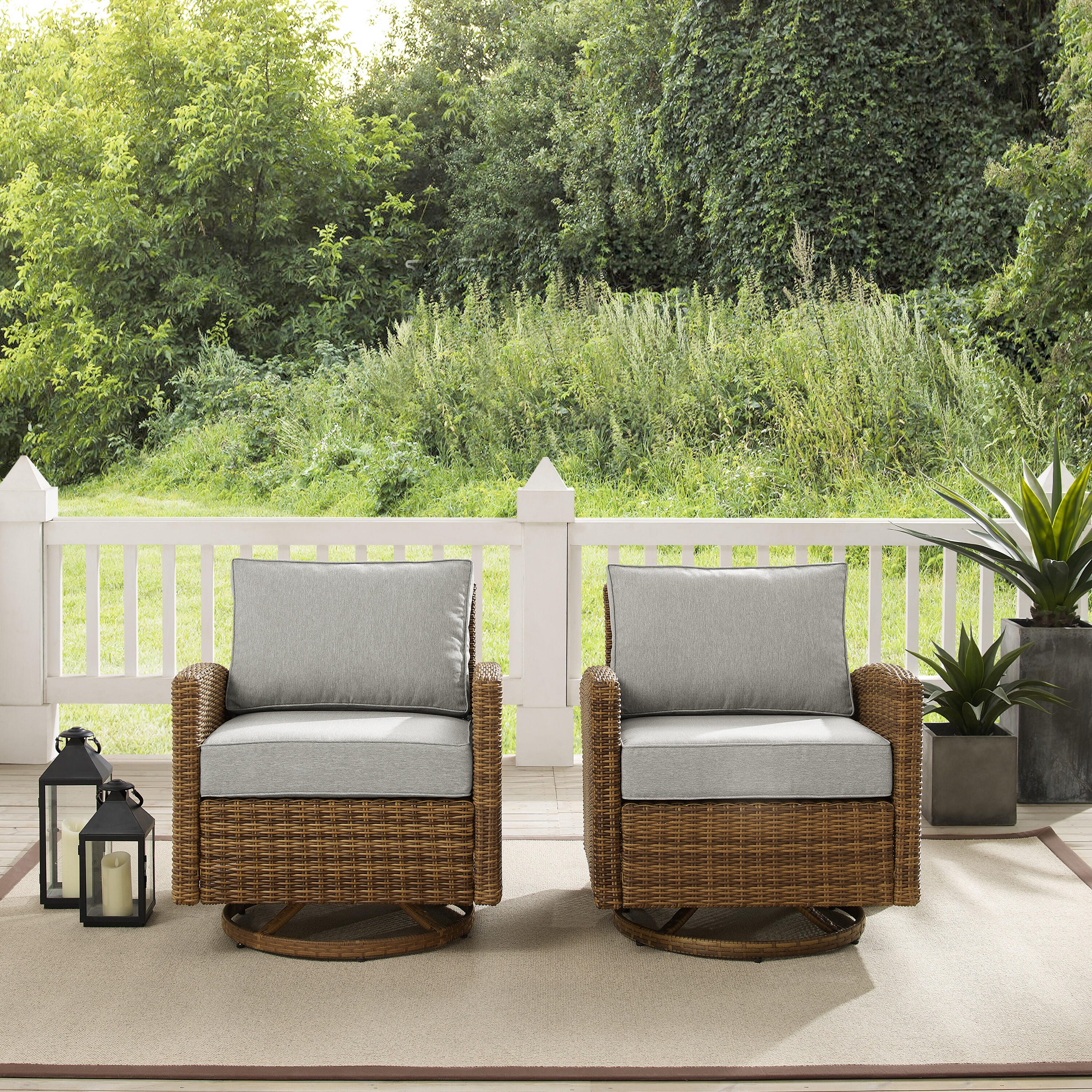Bradenton Outdoor Swivel Rocker Chairs, Gray, large