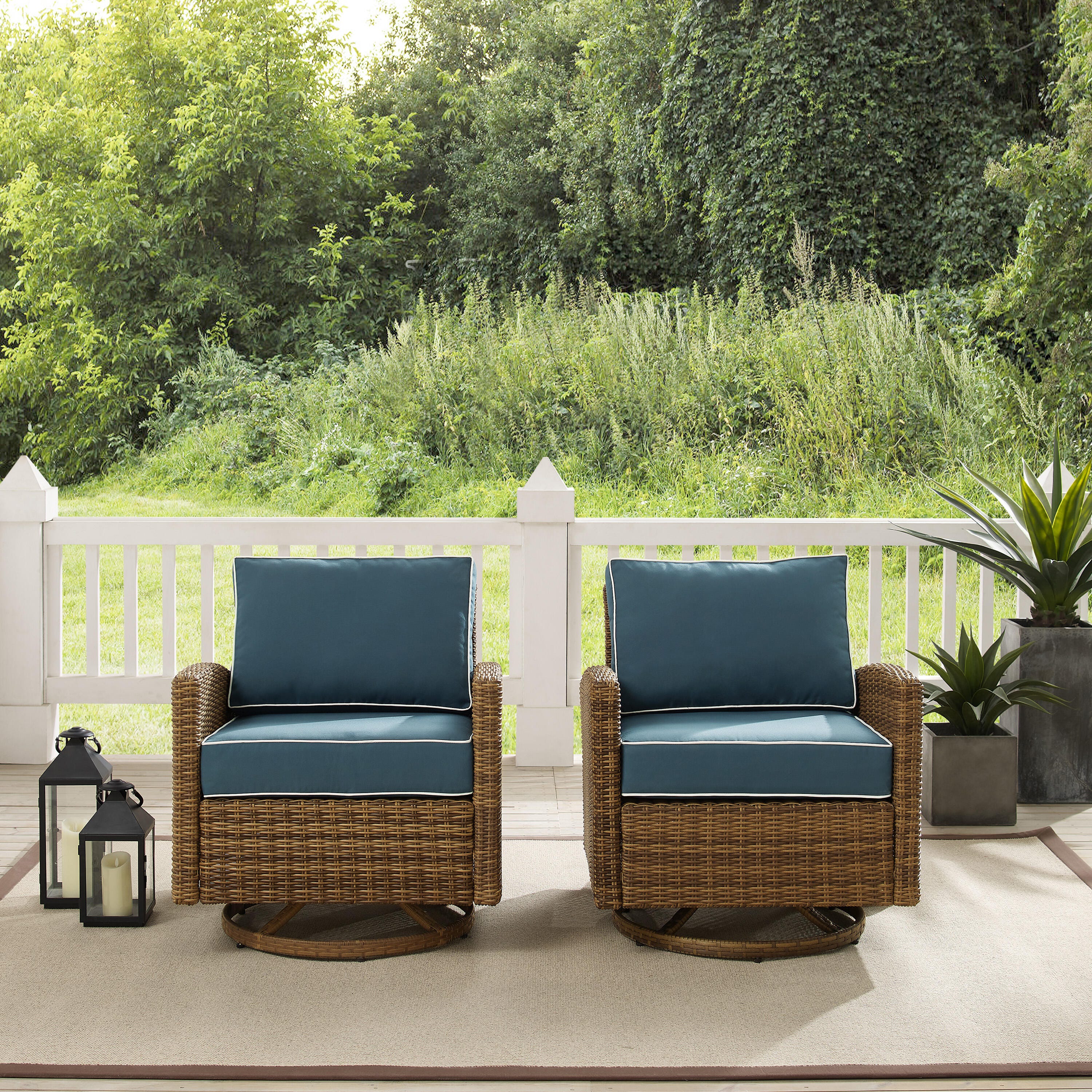 Bradenton Outdoor Swivel Rocker Chairs, Navy, large