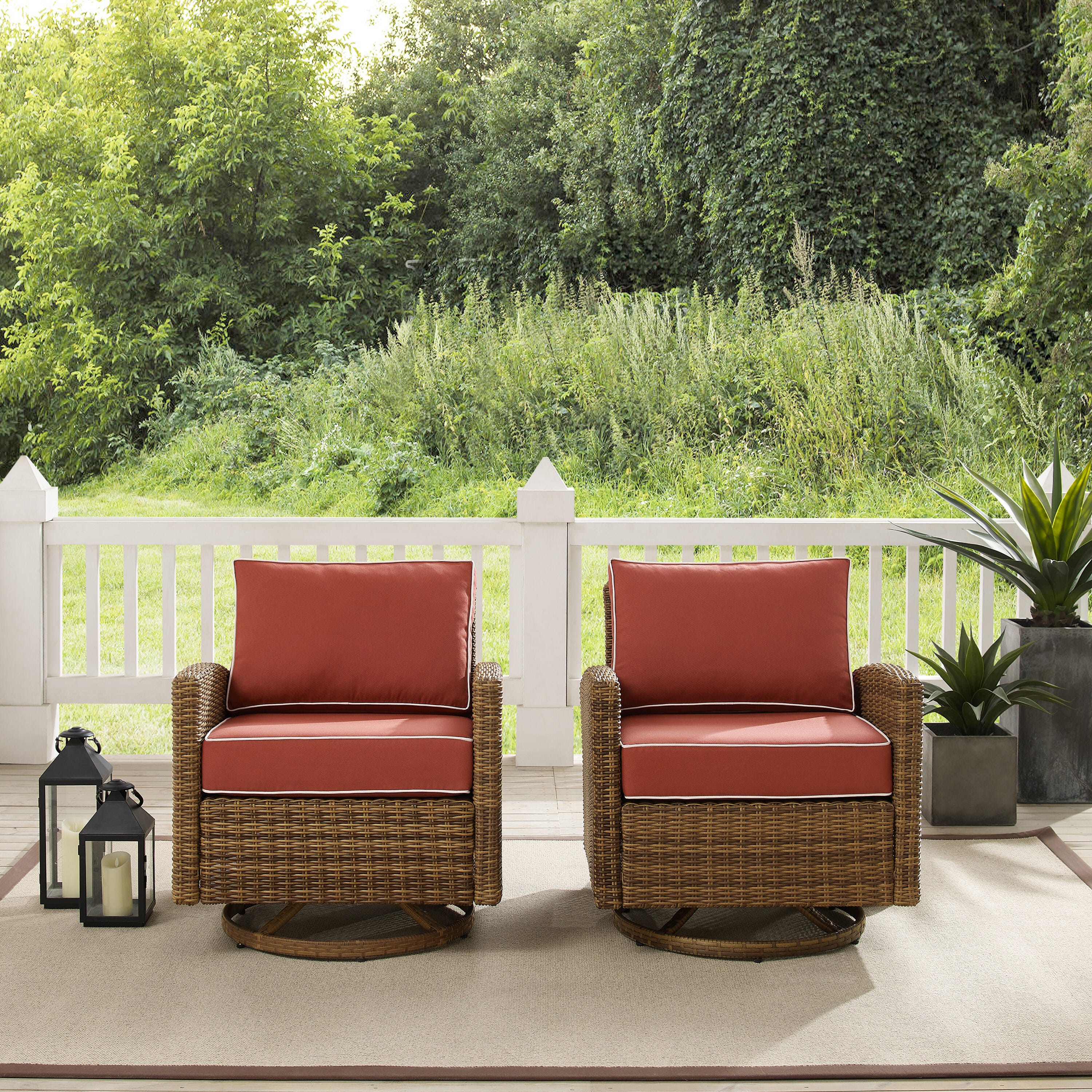 Bradenton Outdoor Swivel Rocker Chairs, Sangria, large