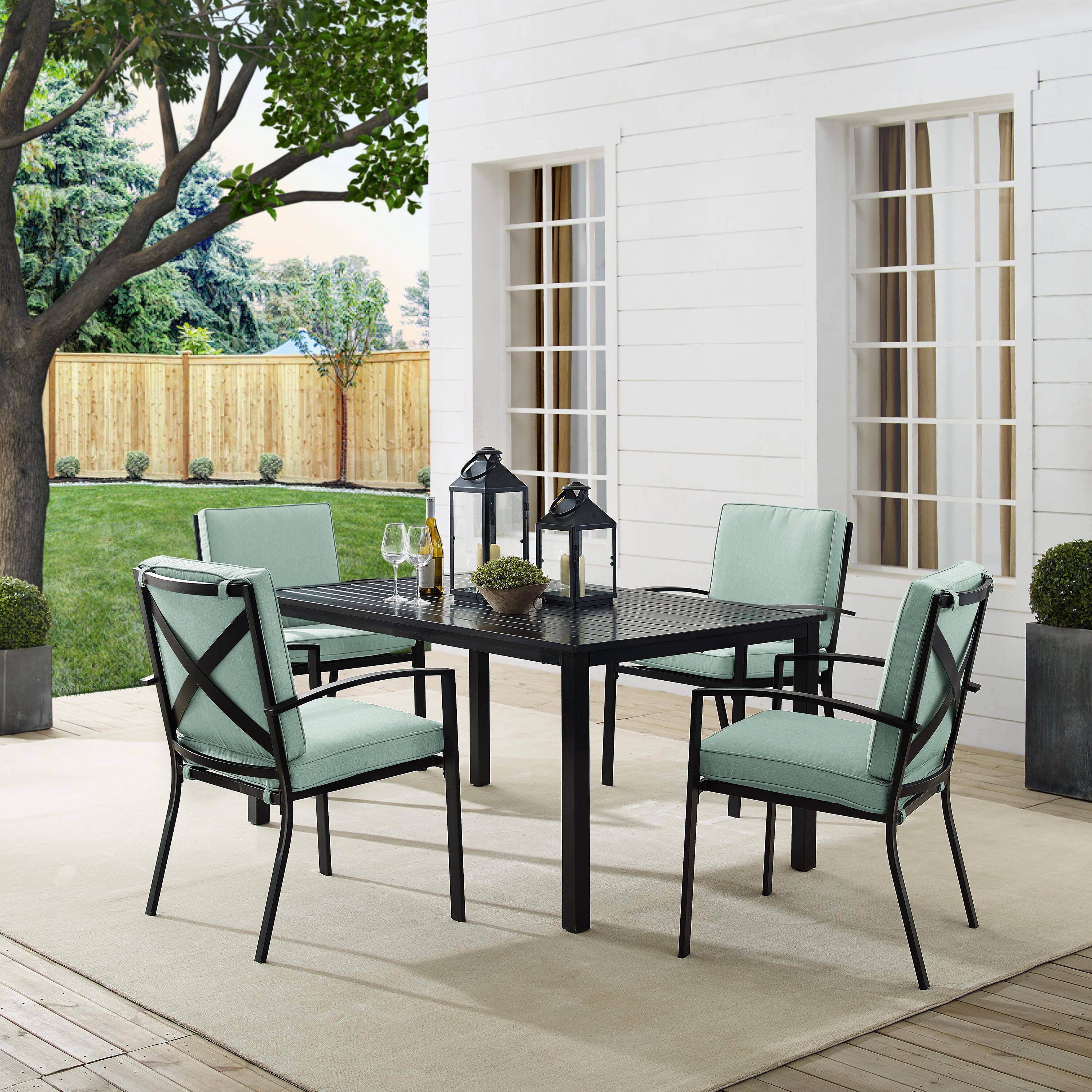 Kaplan Outdoor Dining Table with 4 Chairs, Mist, rollover