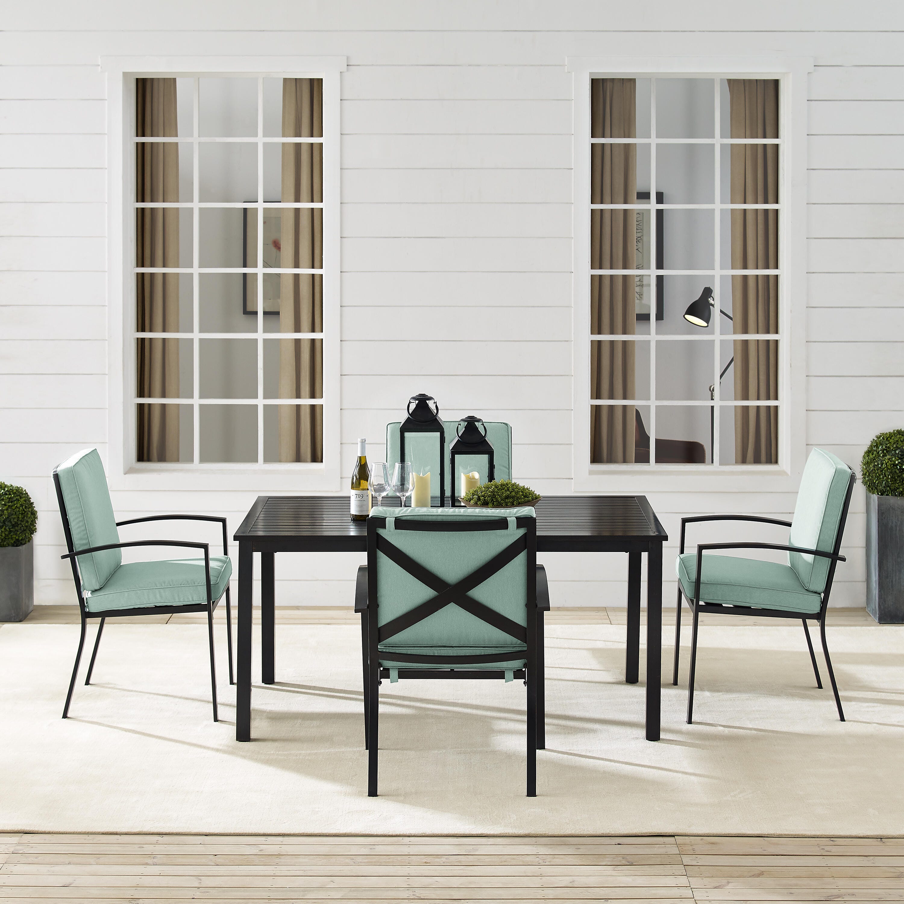 Kaplan Outdoor Dining Table with 4 Chairs, Mist, large