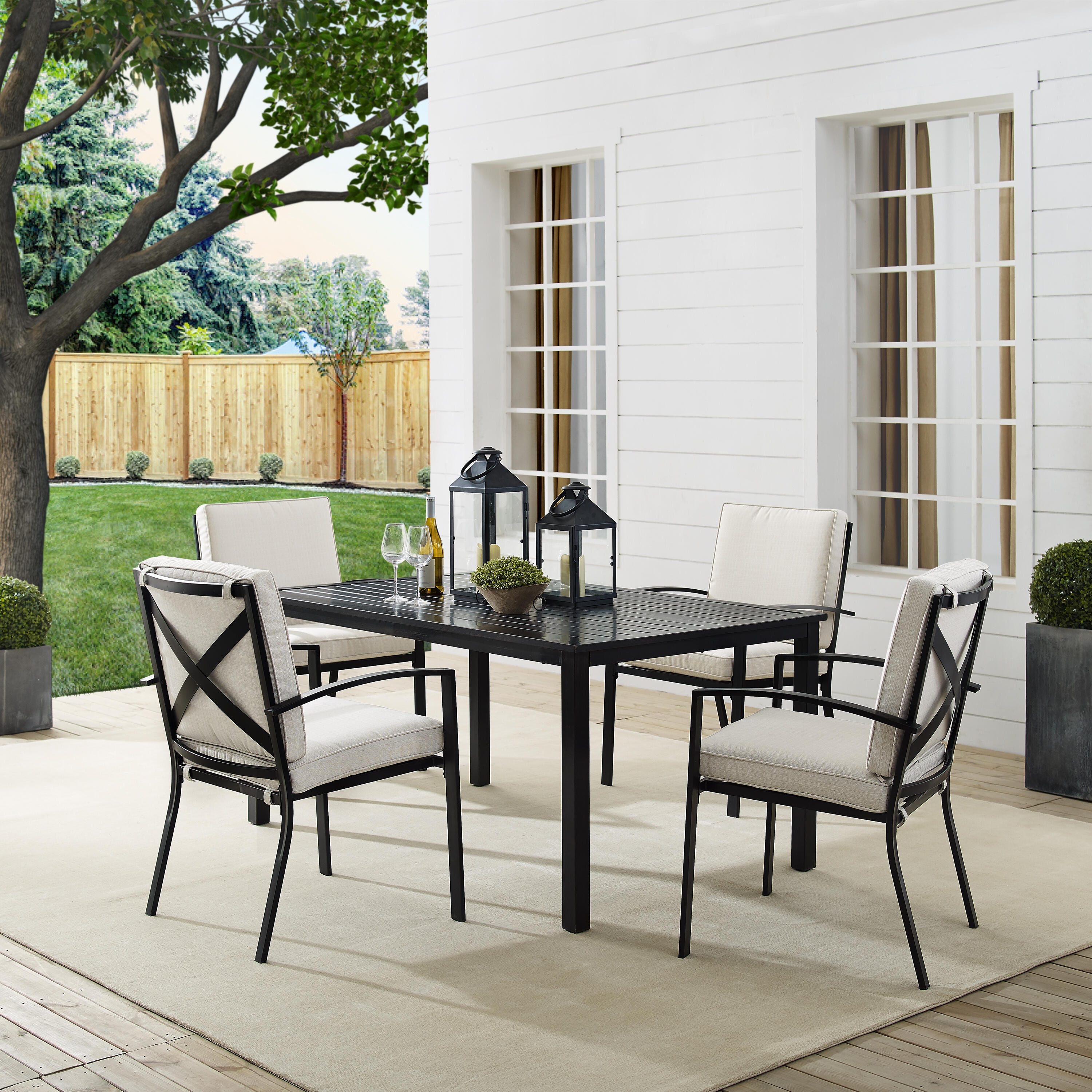 Kaplan Outdoor Dining Table with 4 Chairs, Oatmeal, rollover