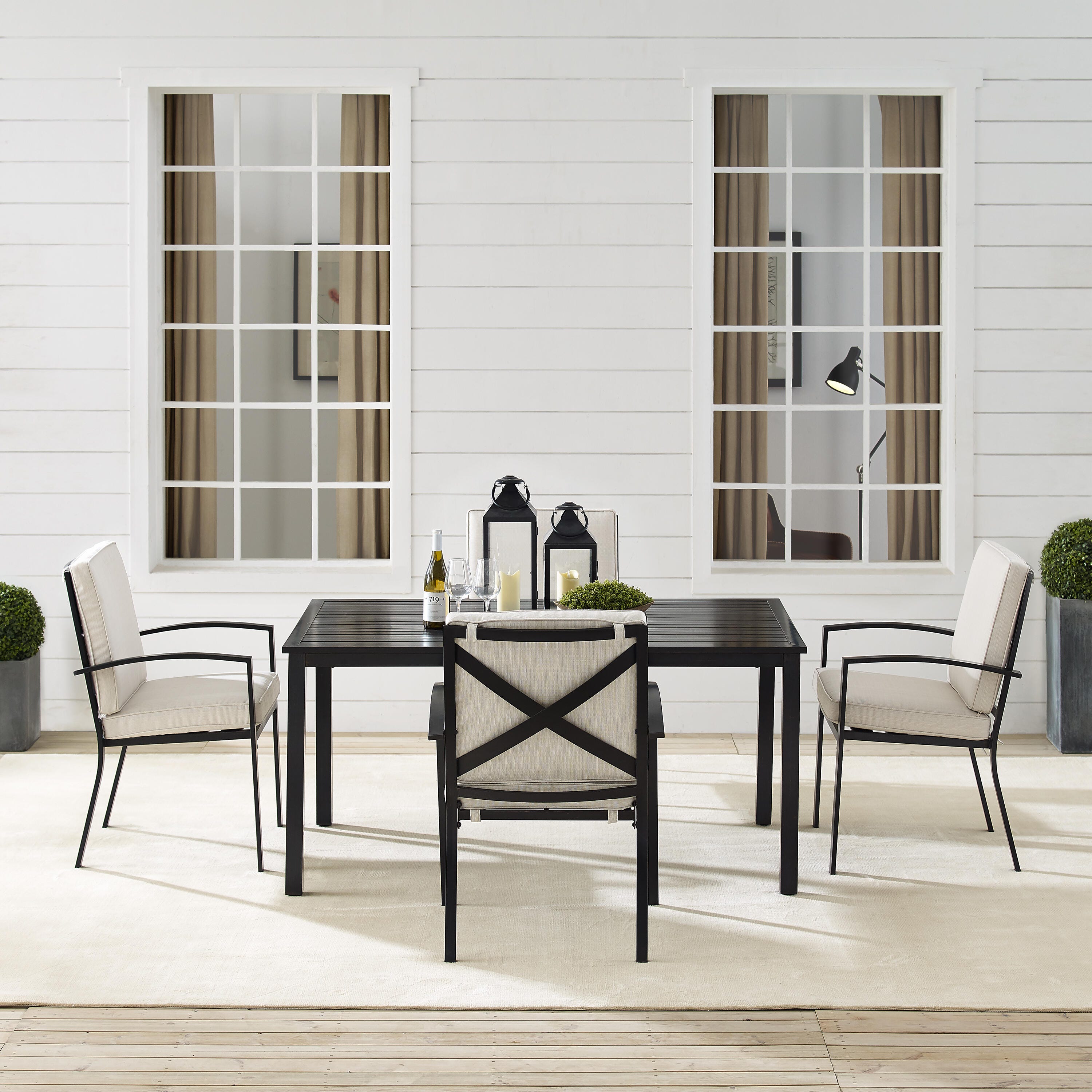 Kaplan Outdoor Dining Table with 4 Chairs, Oatmeal, large