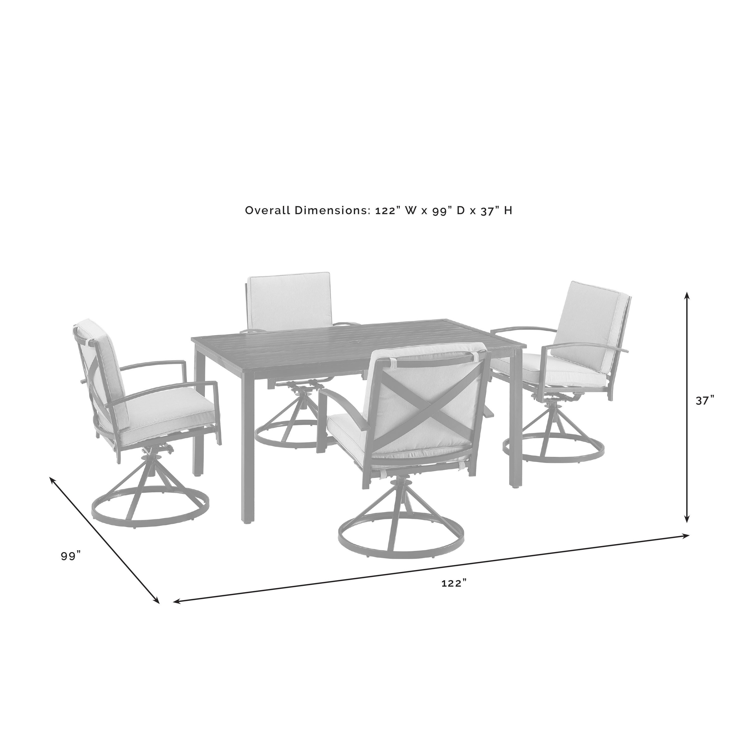 Kaplan Outdoor Dining Table with 4 Swivel Chairs, Mist, large