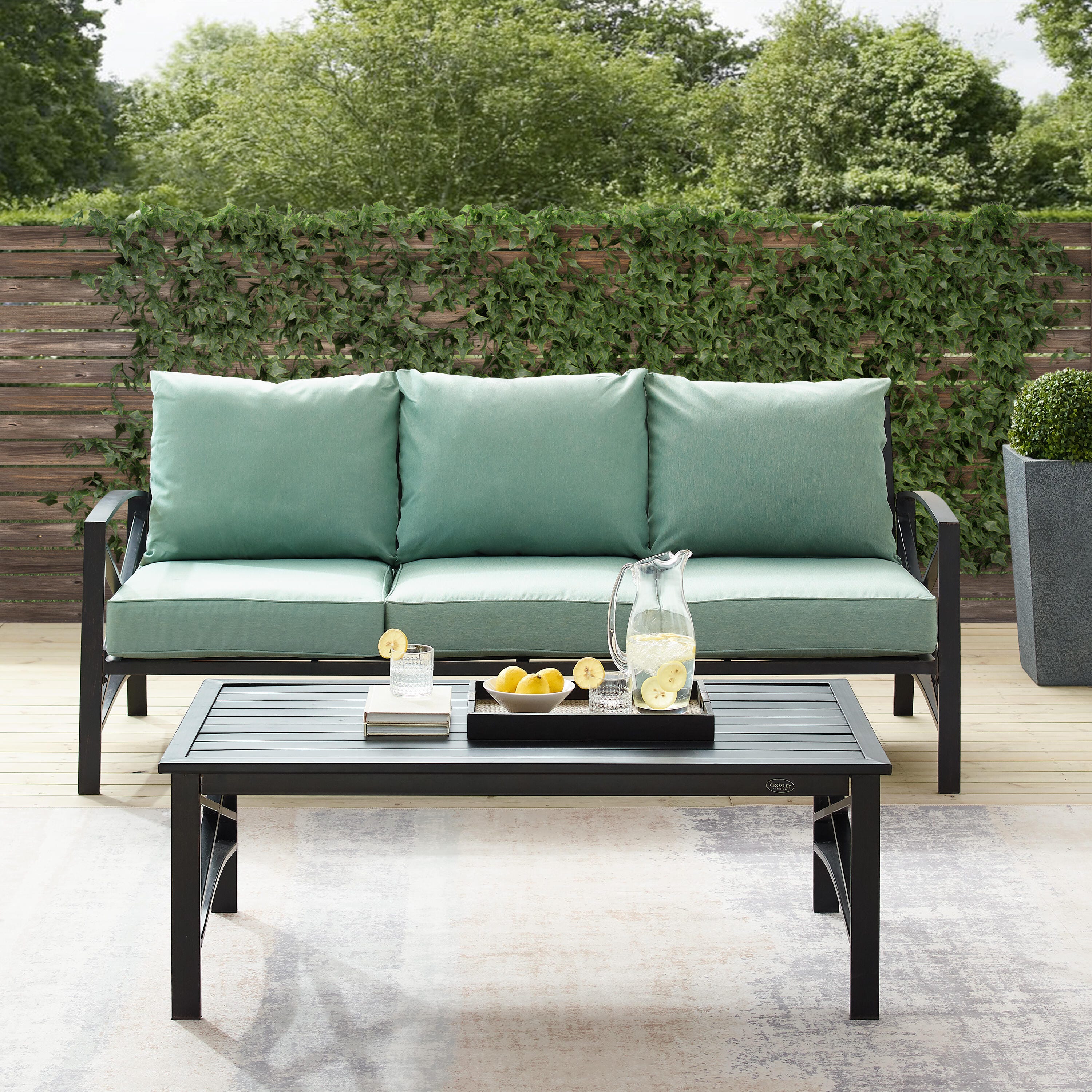 Kaplan Outdoor Sofa and Coffee Table, Mist, large