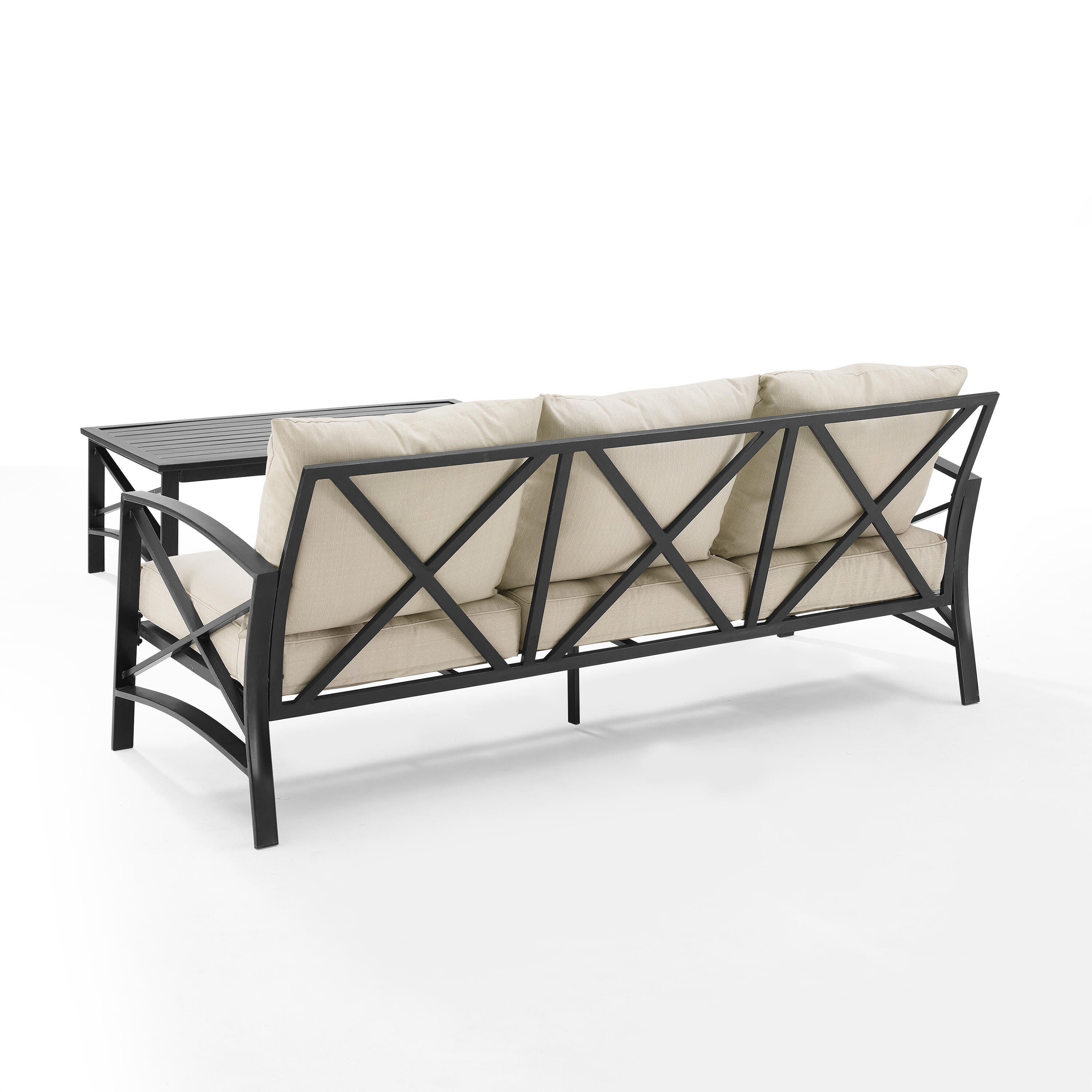 Kaplan Outdoor Sofa and Coffee Table, Oatmeal, large