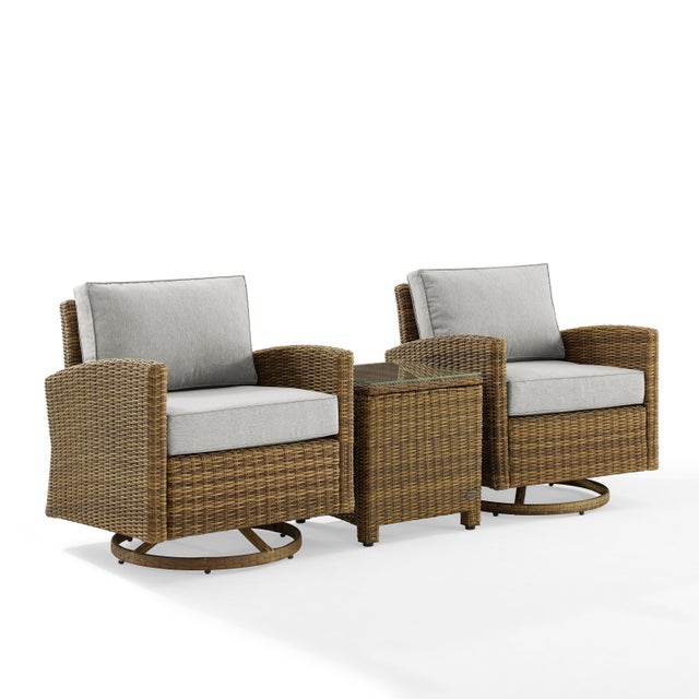 Bradenton Outdoor Swivel Rocker Chairs with End Table