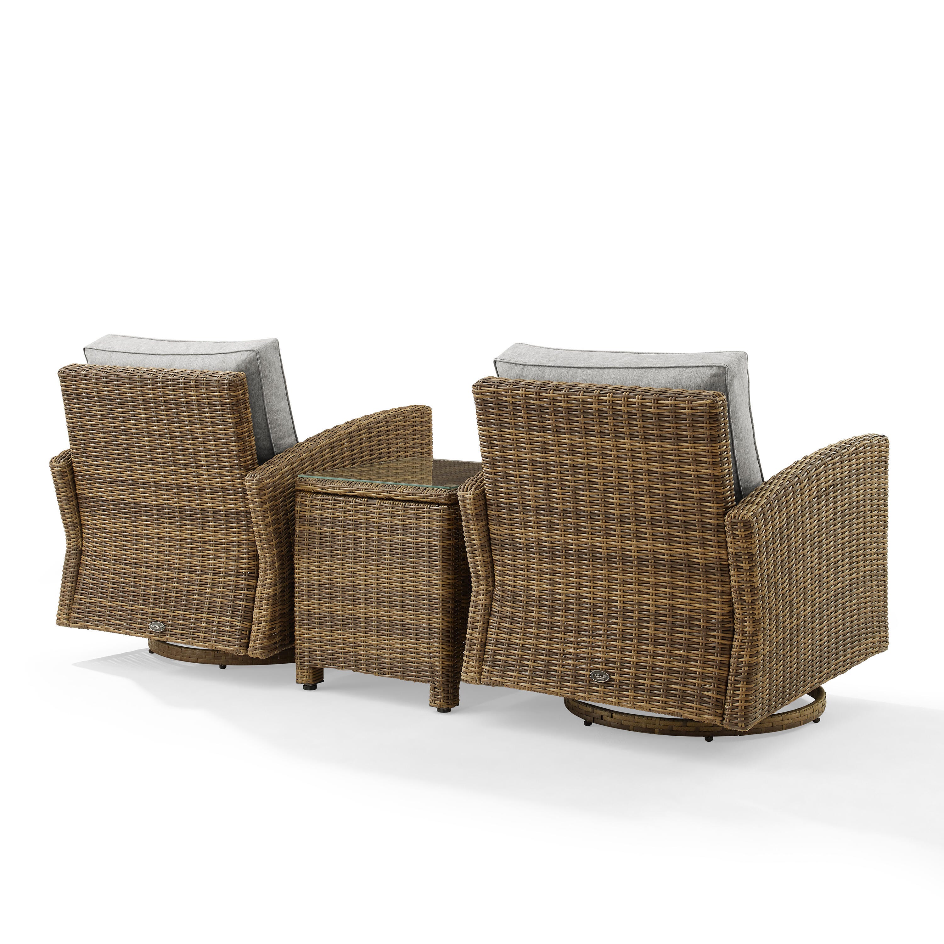 Bradenton Outdoor Swivel Rocker Chairs with End Table, Gray, large