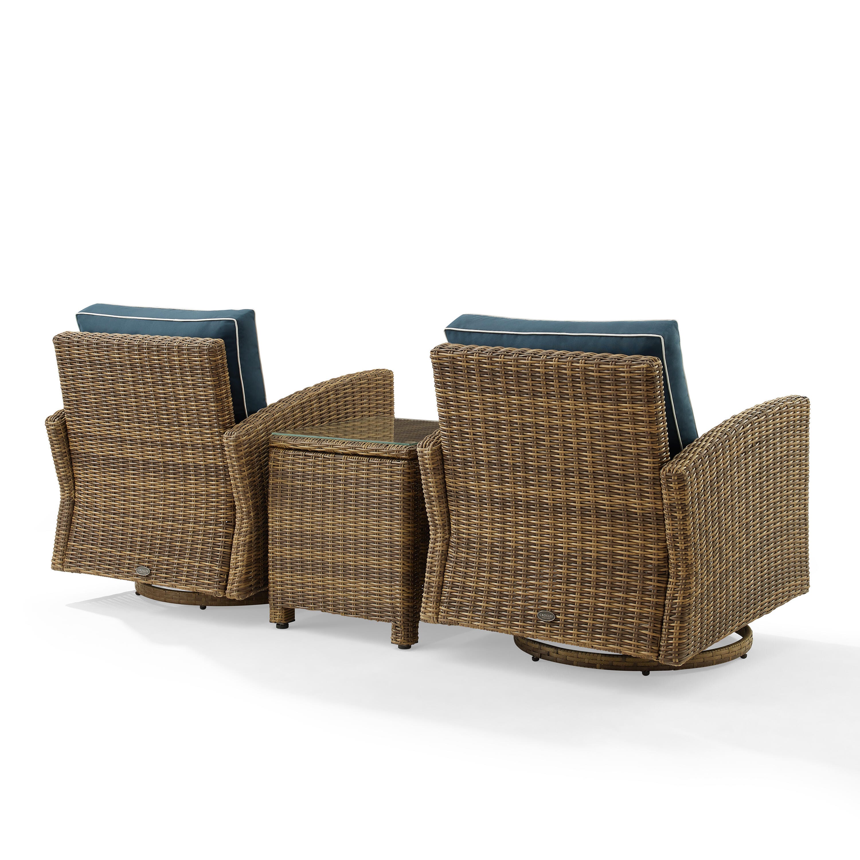 Bradenton Outdoor Swivel Rocker Chairs with End Table, Navy, large