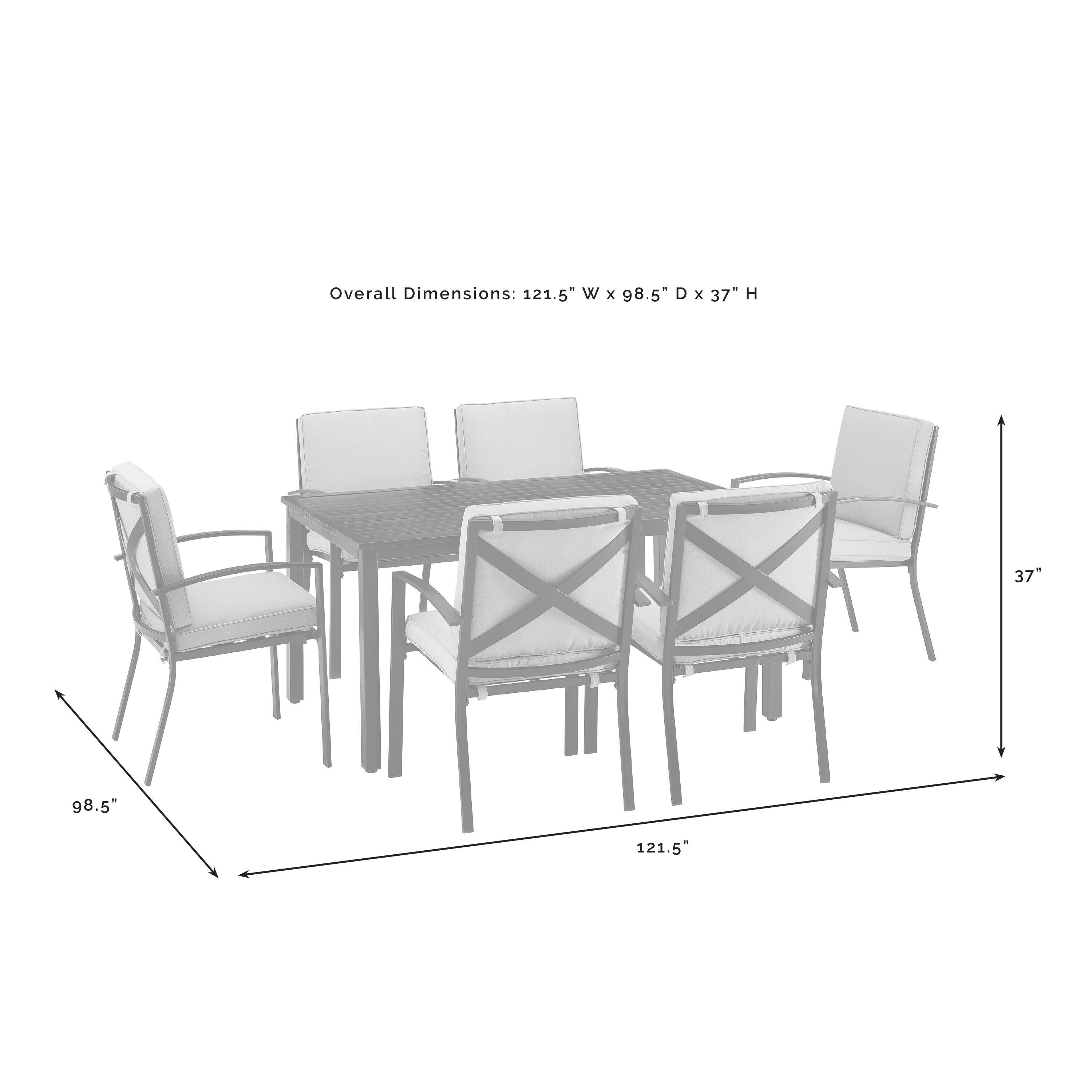 Crosley Furniture Kaplan Outdoor Dining Table and 6 Dining Chairs, Mist, large