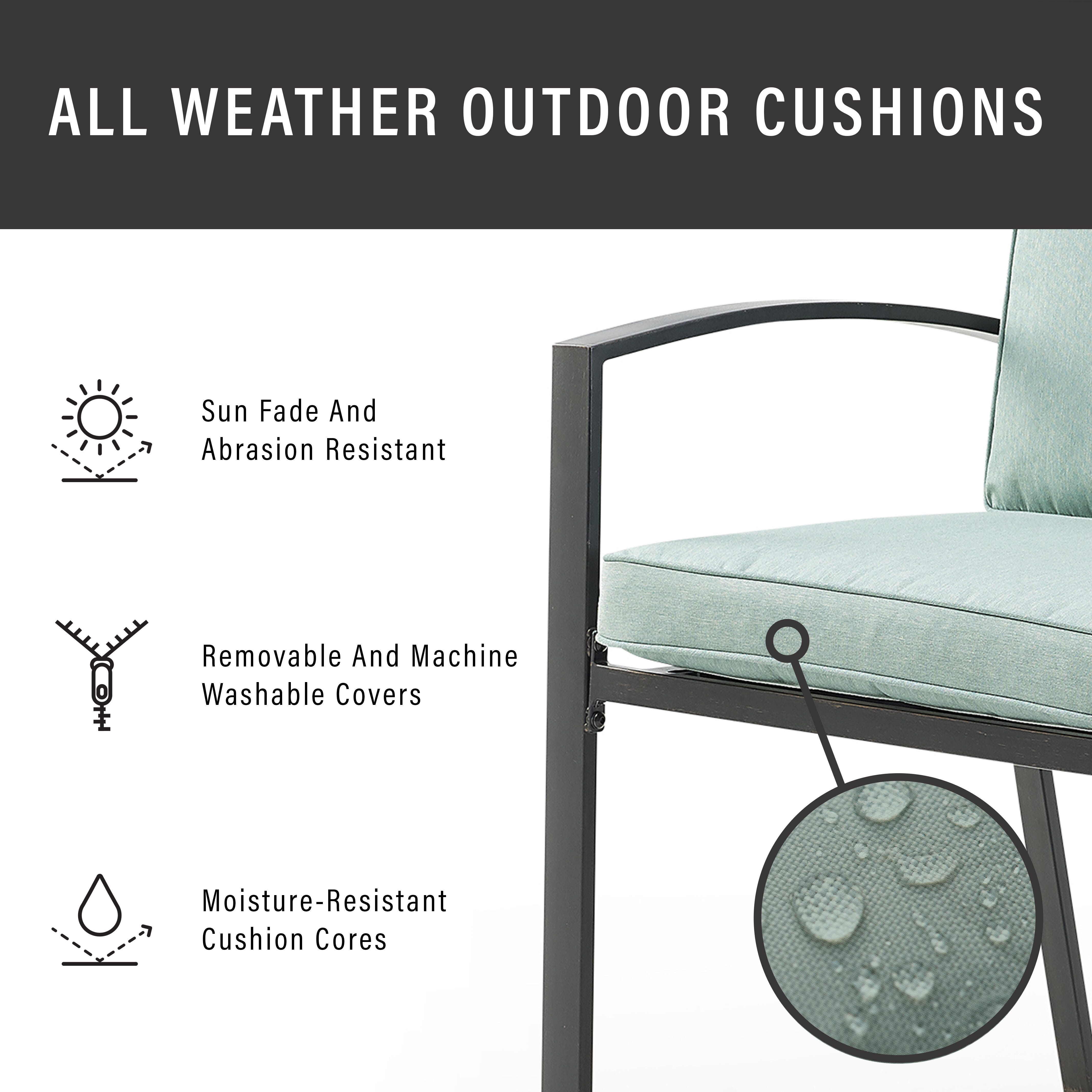 Crosley Furniture Kaplan Outdoor Dining Table and 6 Dining Chairs, Mist, large