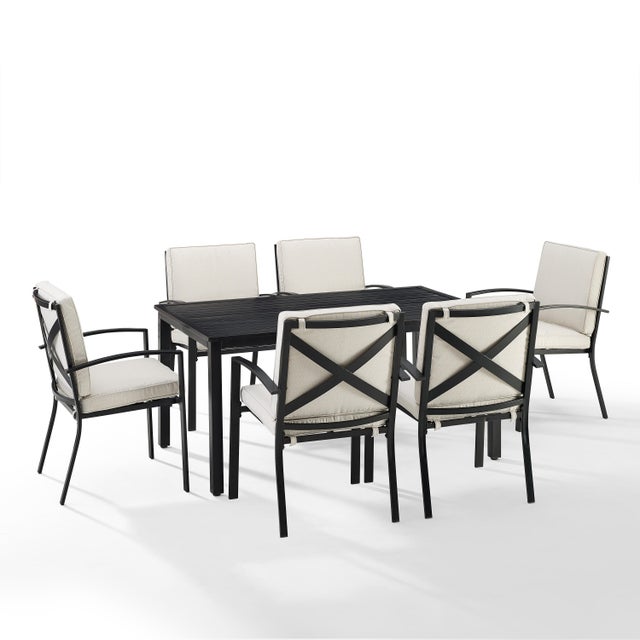 Crosley Furniture Kaplan Outdoor Dining Table and 6 Dining Chairs