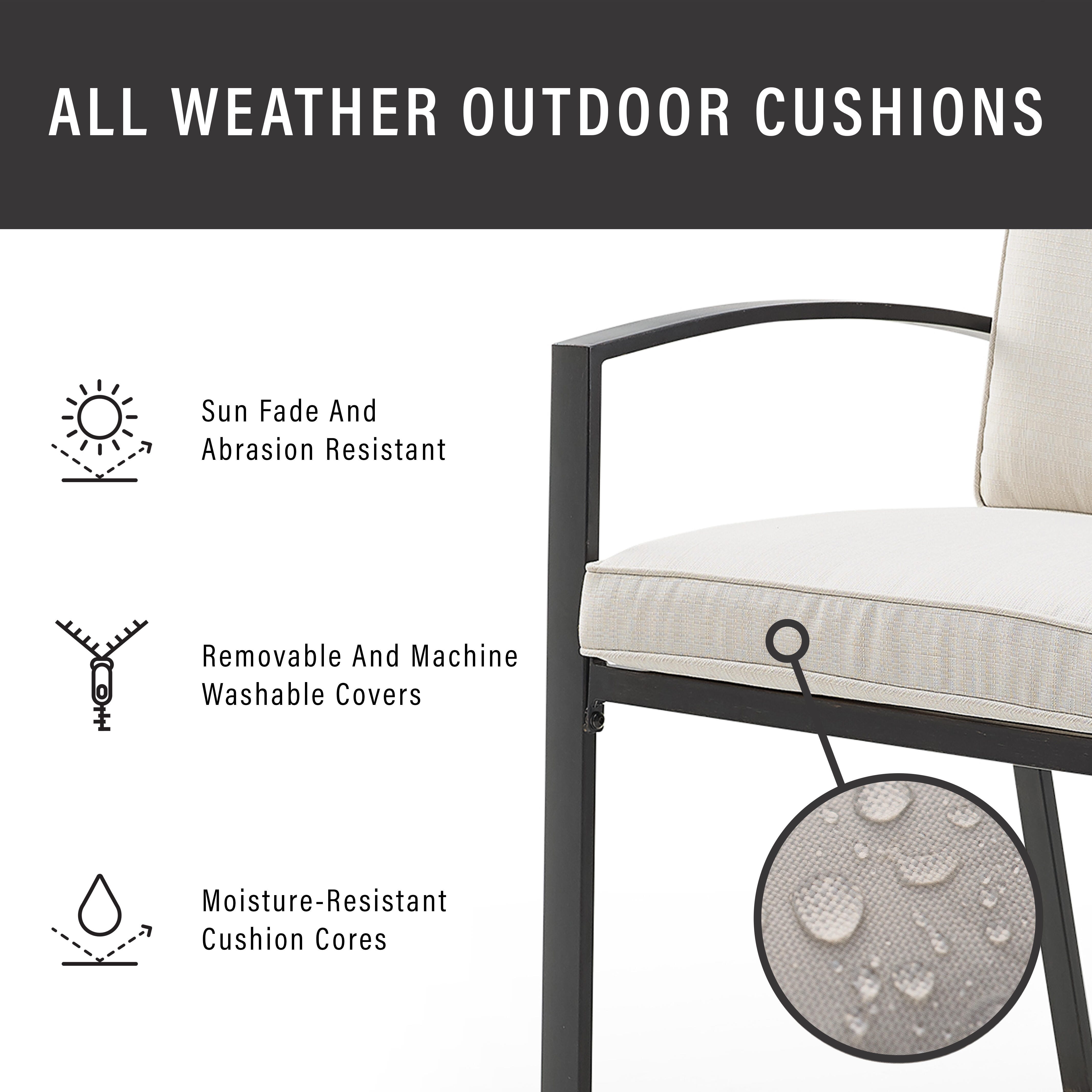 Crosley Furniture Kaplan Outdoor Dining Table and 6 Dining Chairs, Oatmeal, large