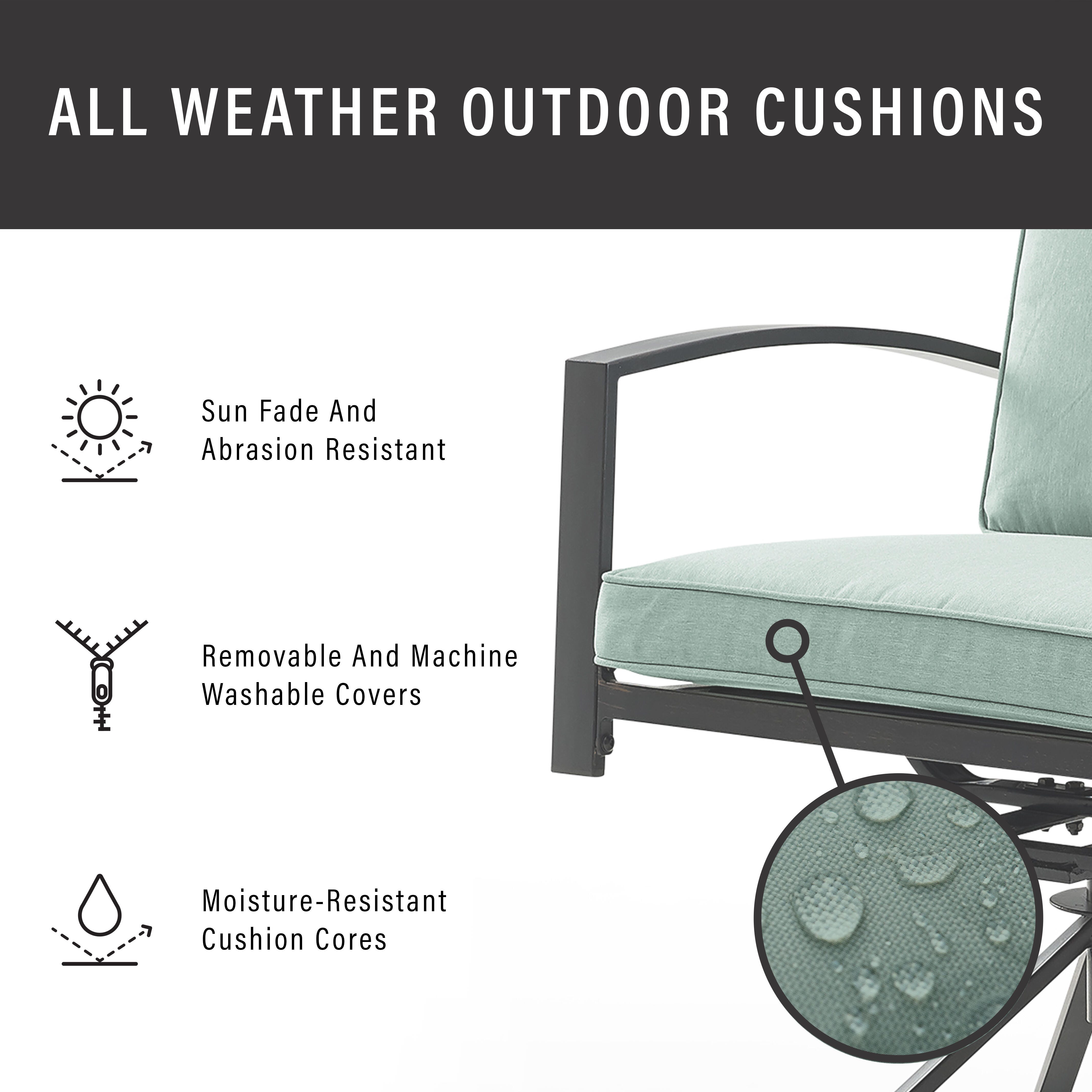 Crosley Furniture Kaplan Outdoor Dining Table and 6 Swivel Chairs, Mist, large