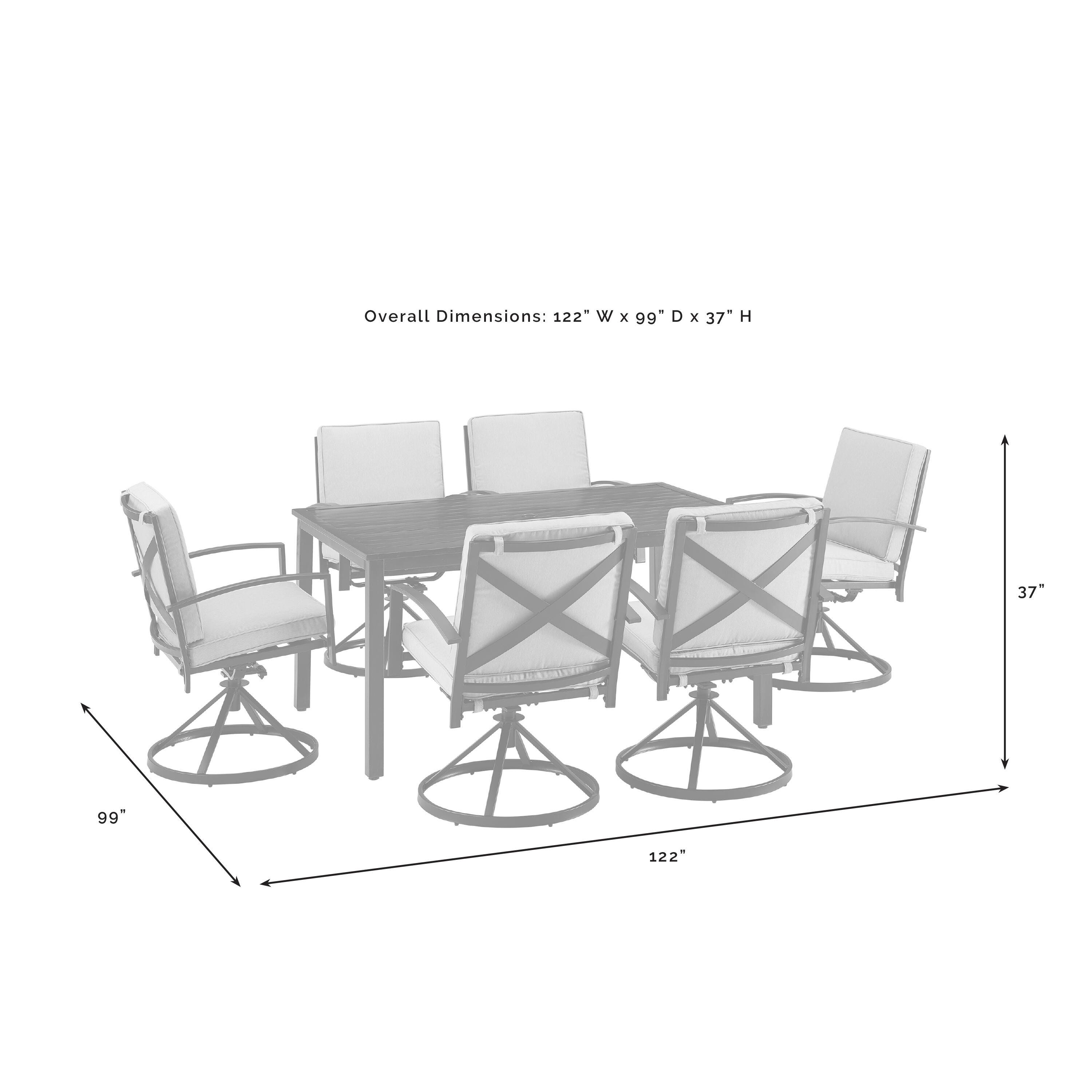 Crosley Furniture Kaplan Outdoor Dining Table and 6 Swivel Chairs, Oatmeal, large