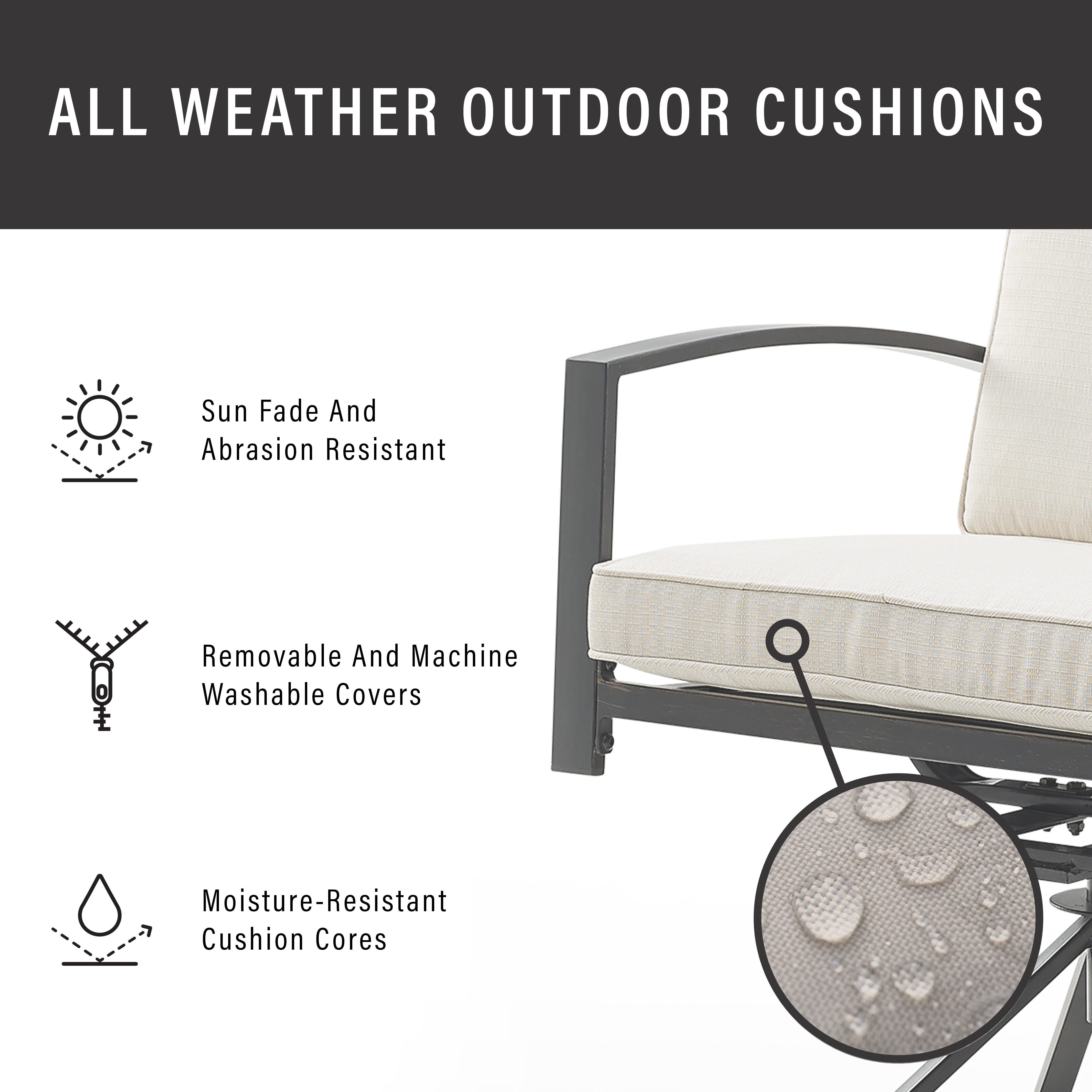 Crosley Furniture Kaplan Outdoor Dining Table and 6 Swivel Chairs, Oatmeal, large