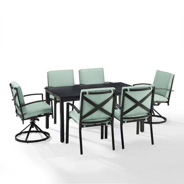 Crosley Furniture Kaplan Outdoor Dining Table and 2 Swivel Chairs and 4 Dining Chairs