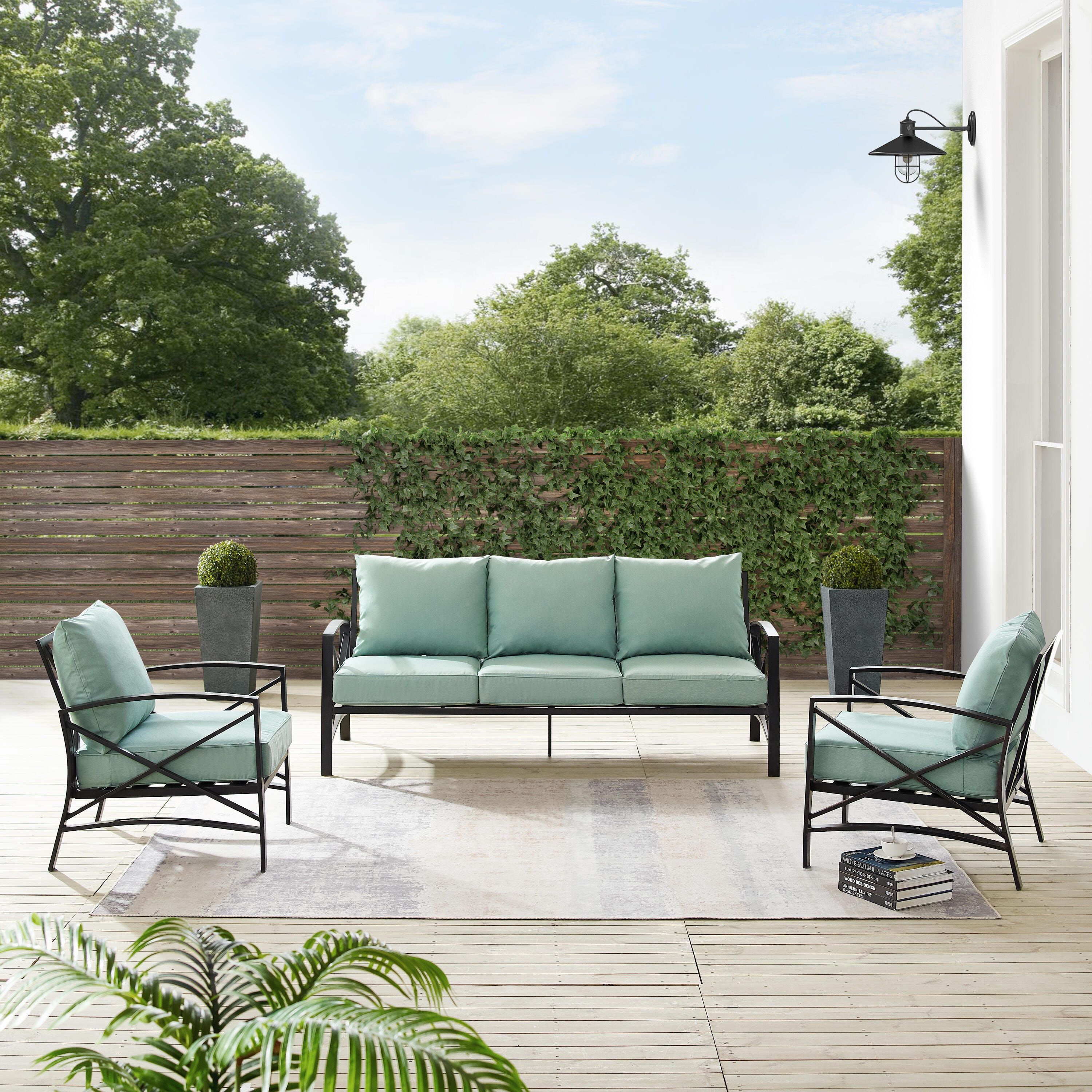 Kaplan Outdoor Sofa with 2 Chairs, Mist, large