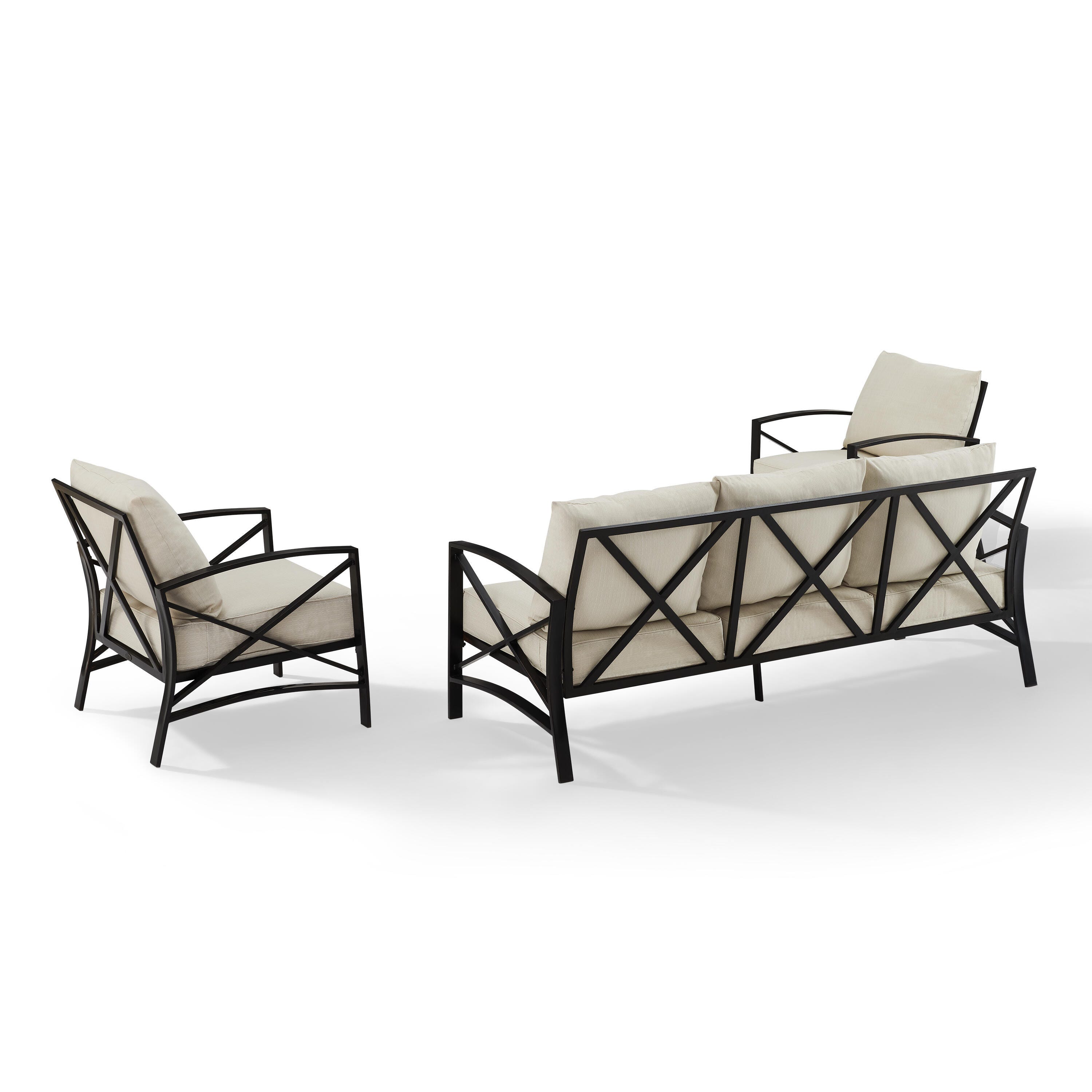 Kaplan Outdoor Sofa with 2 Chairs, Oatmeal, large